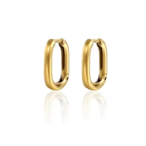 18K Gold Plated Rectangle Hoop Earrings – Sleek & Stylish