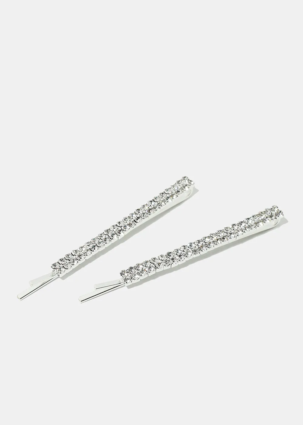 2-Piece Rhinestone Silver Hairpins