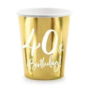 40th Birthday Party Cups (6 Pack)