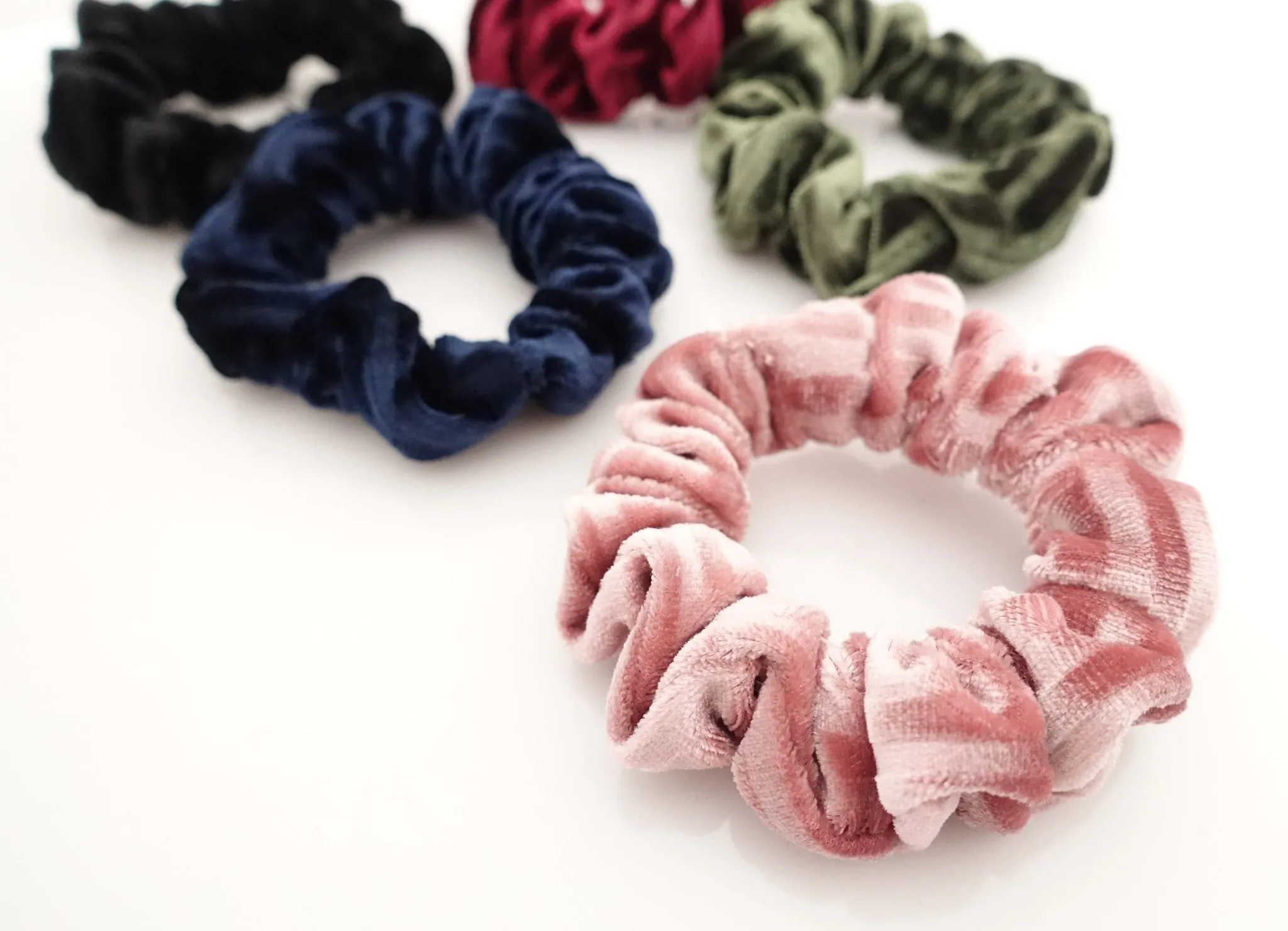 5 velvet scrunchies pack stripe pattern velvet thin scrunchies set for women