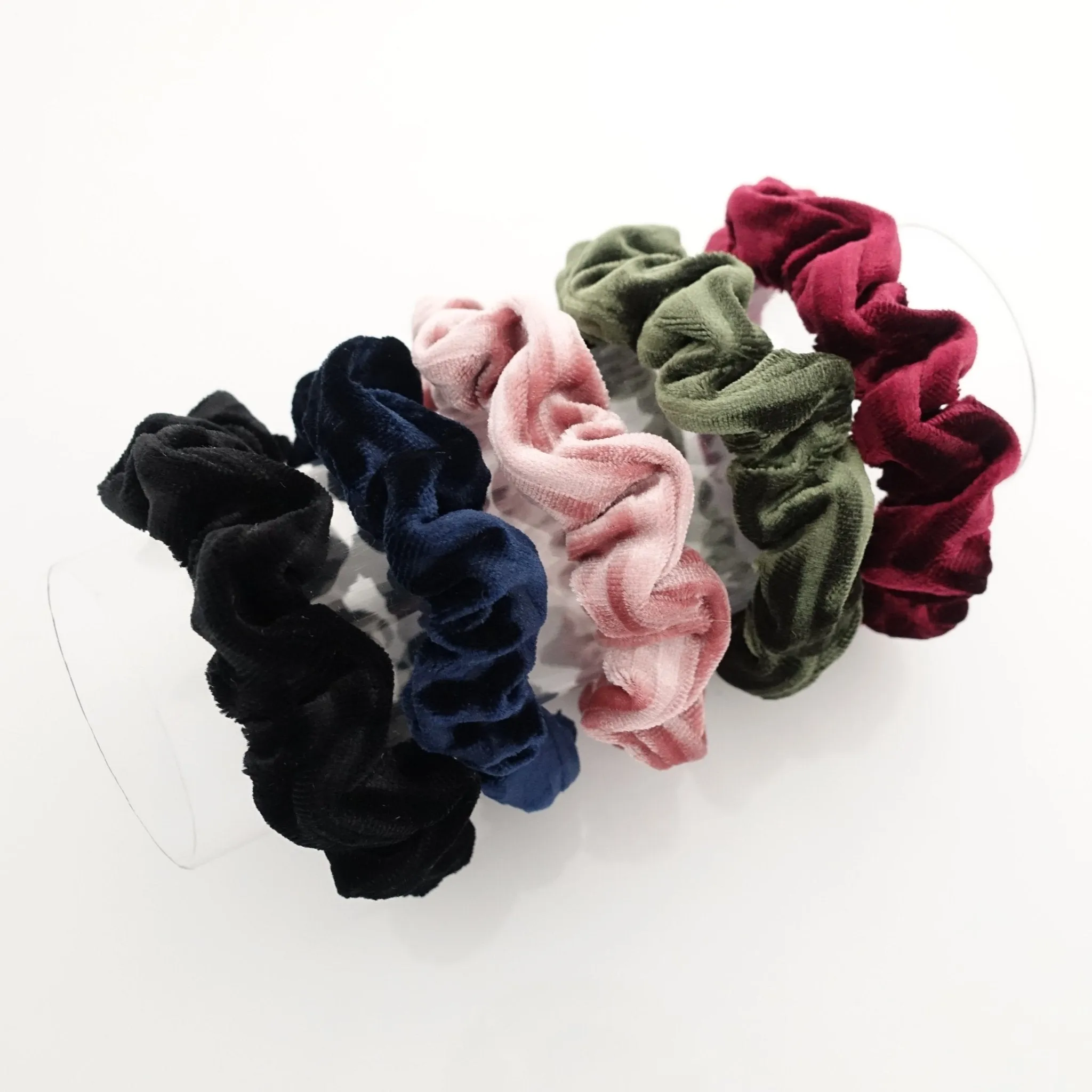 5 velvet scrunchies pack stripe pattern velvet thin scrunchies set for women