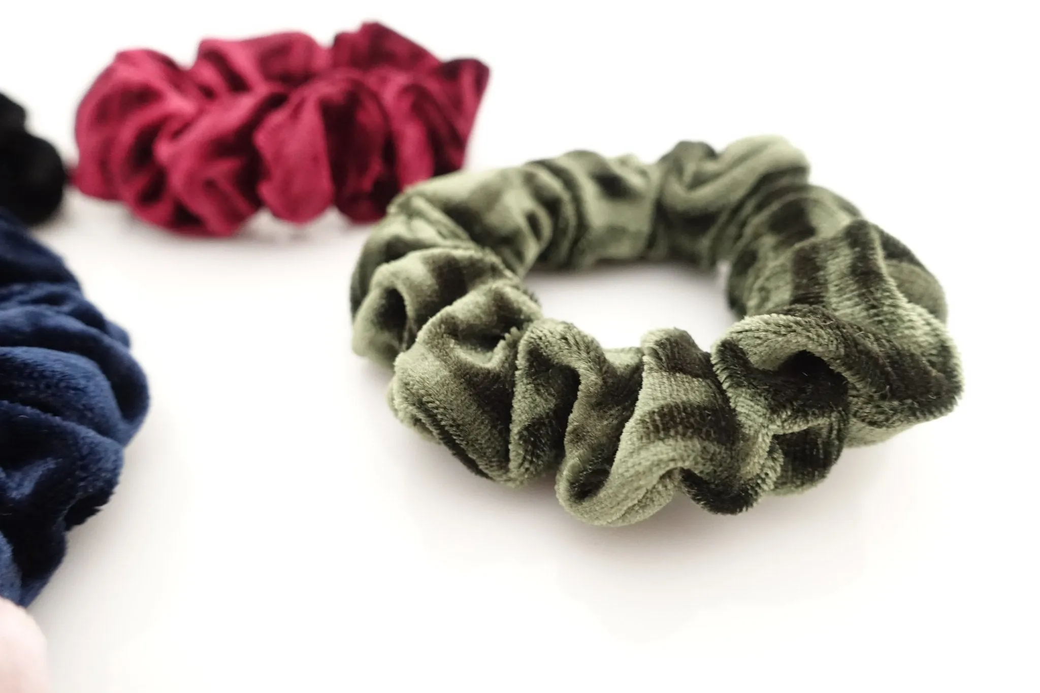 5 velvet scrunchies pack stripe pattern velvet thin scrunchies set for women