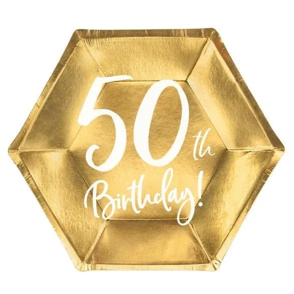 50th Birthday Small Party Plates (6 Pack)