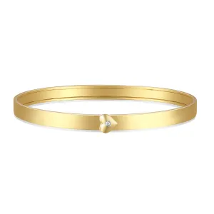 9ct Yellow Gold Round Cut 50mm Diamond Set Heart Kids Bangle