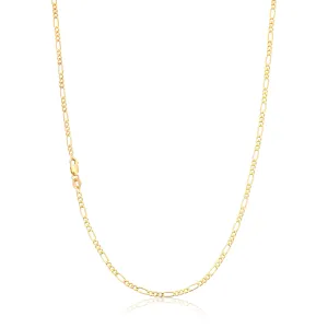 9ct Yellow Gold Silver Filled 45cm 1:3 Figaro Chain