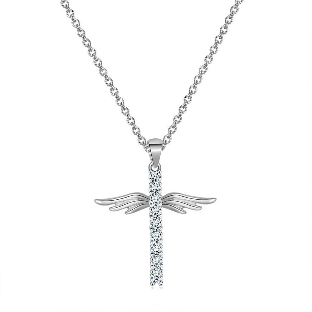 Angel Wings Cross Necklace