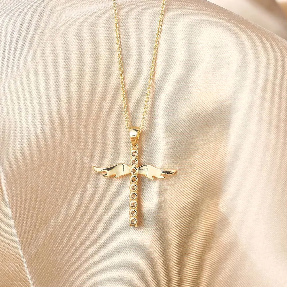 Angel Wings Cross Necklace