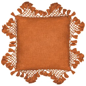 Anko Macrame Tassel Trim Cushion Pecan