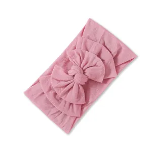 Baby Soft n Stretchy Double Bow Plain Headband — Blush