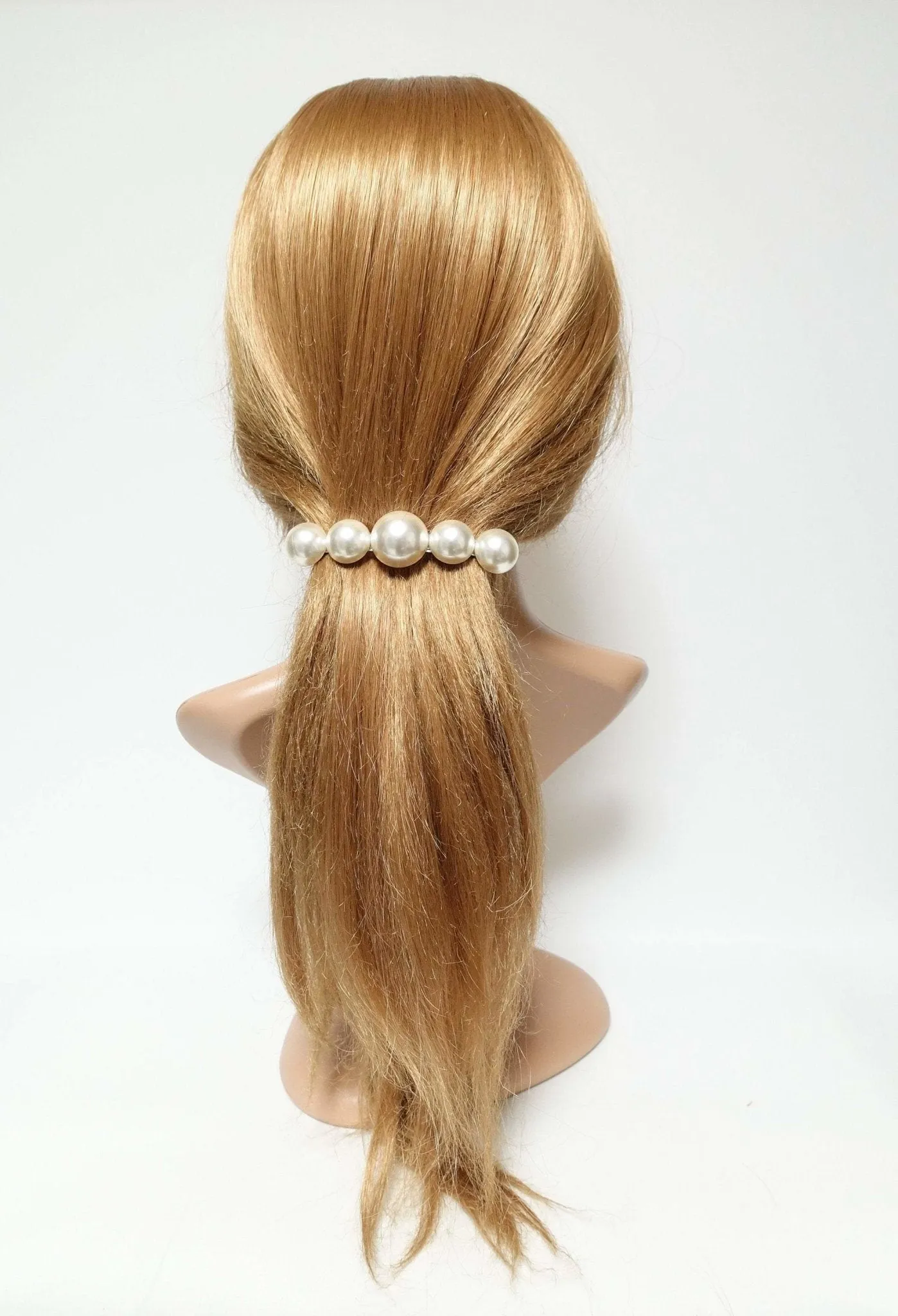 big sleek pearl ball decorated french barrette