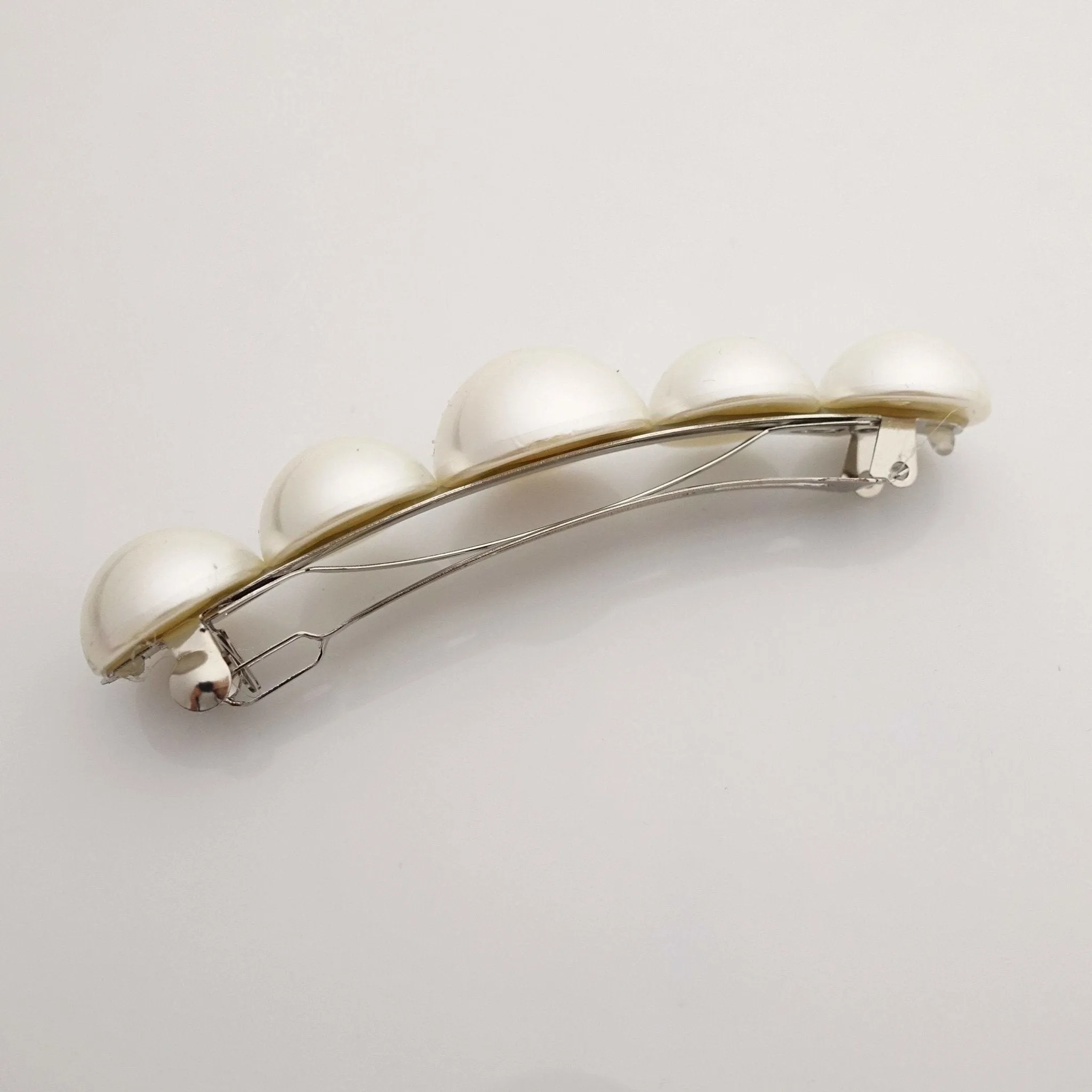 big sleek pearl ball decorated french barrette