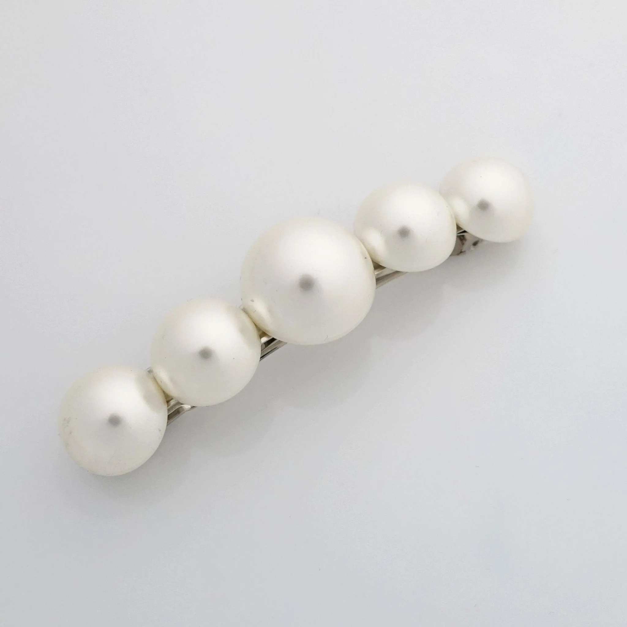 big sleek pearl ball decorated french barrette