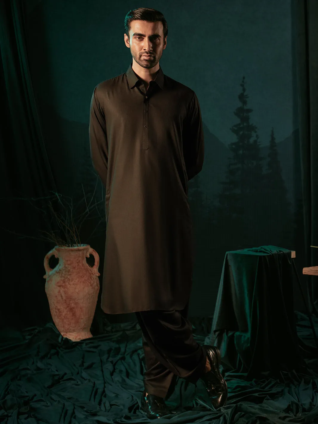 Black Blended Kameez Shalwar - ALWA-KS-389