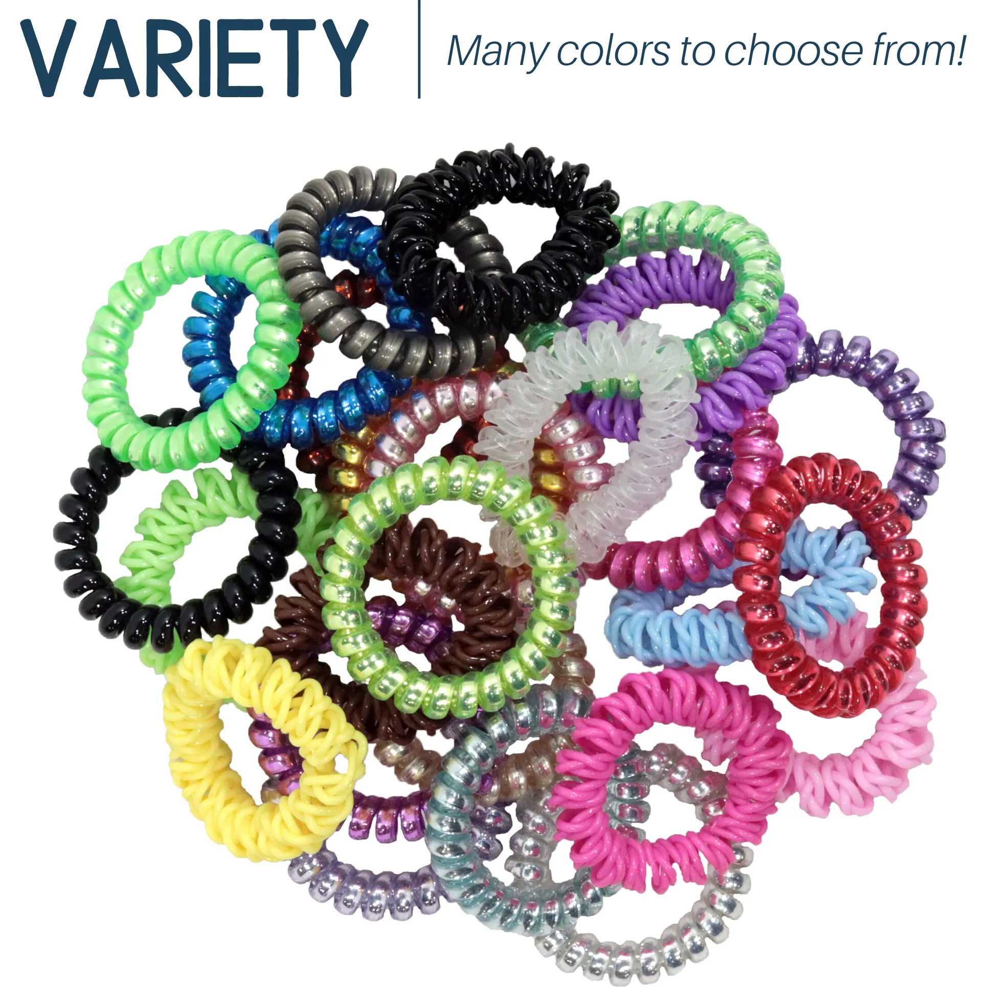 Black Spiral Hair Ties - 6 Pack