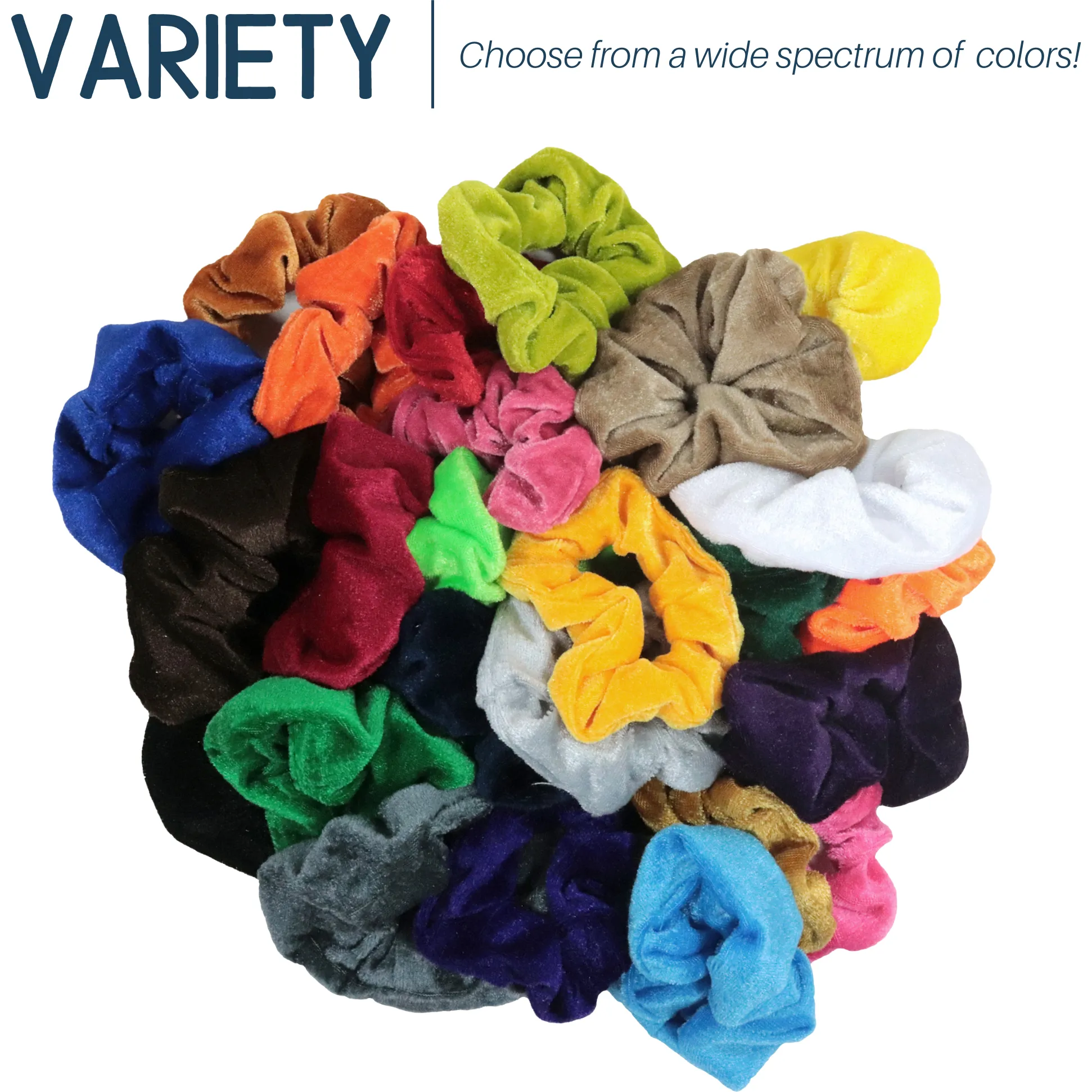 Black Velvet Scrunchies - 12 Pack