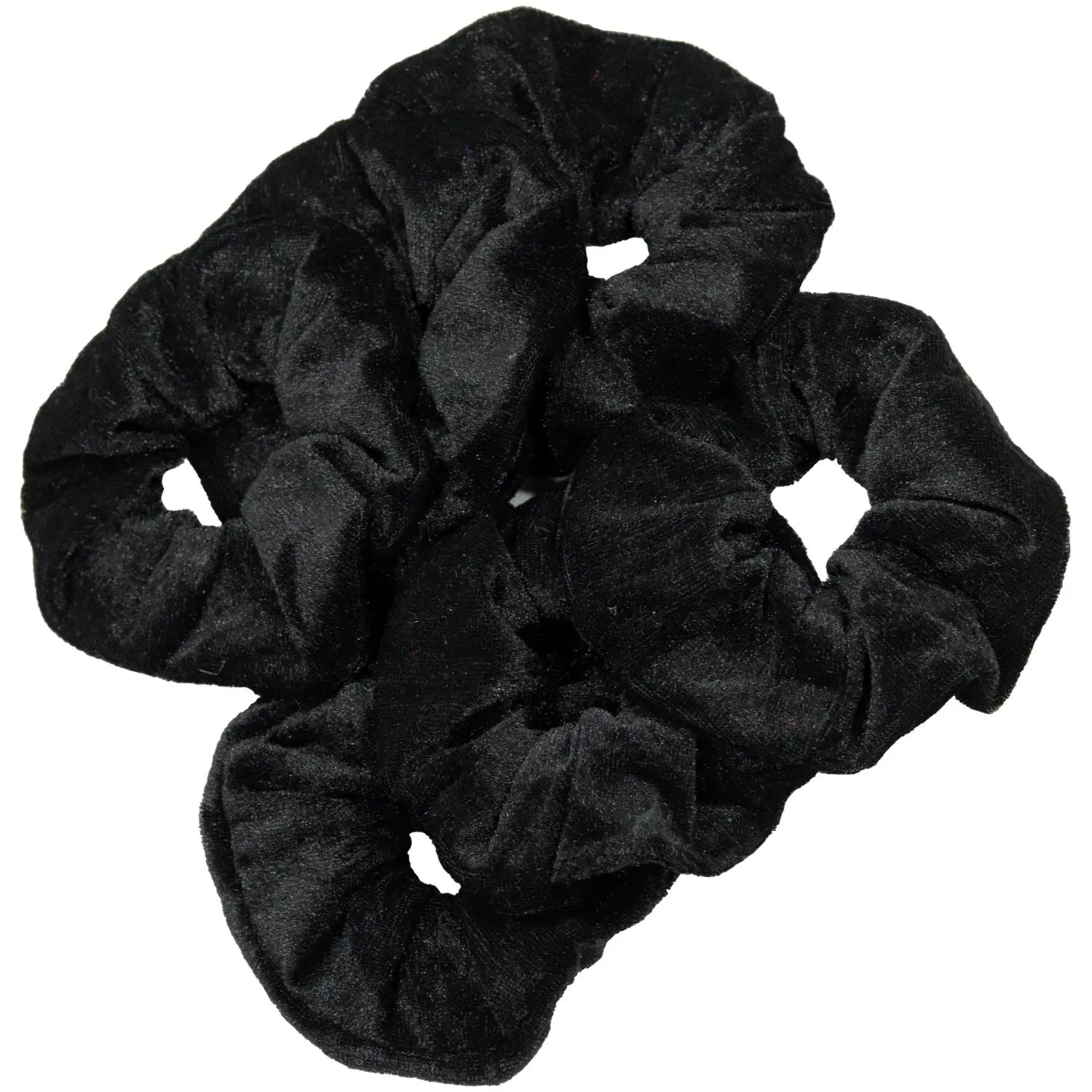 Black Velvet Scrunchies - 6 Pack