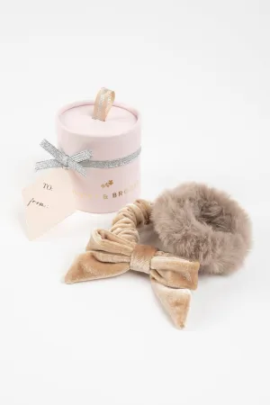 Bow Scrunchie Gifting Pair - Nude