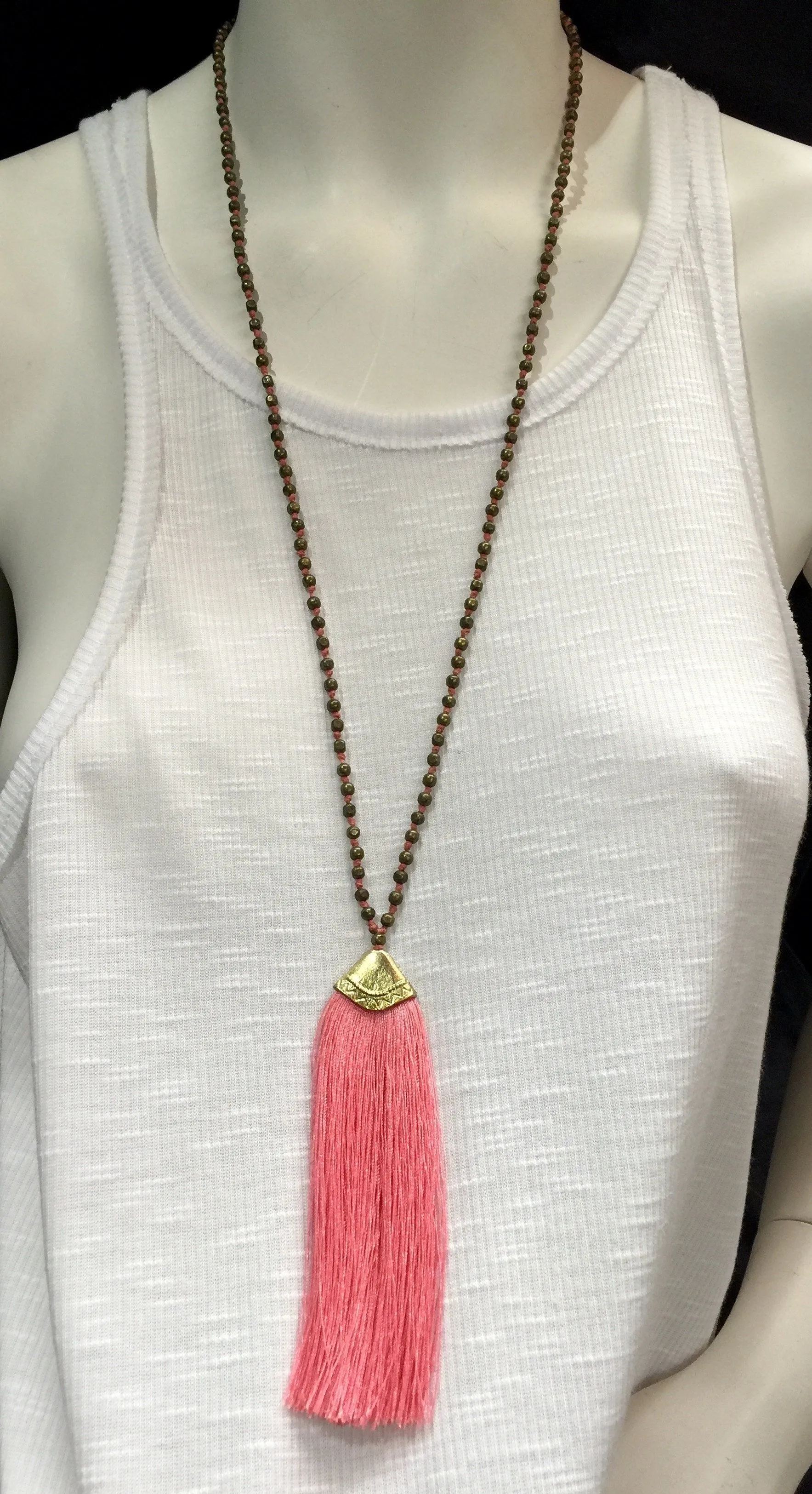 Brass Beads Tassel Necklace