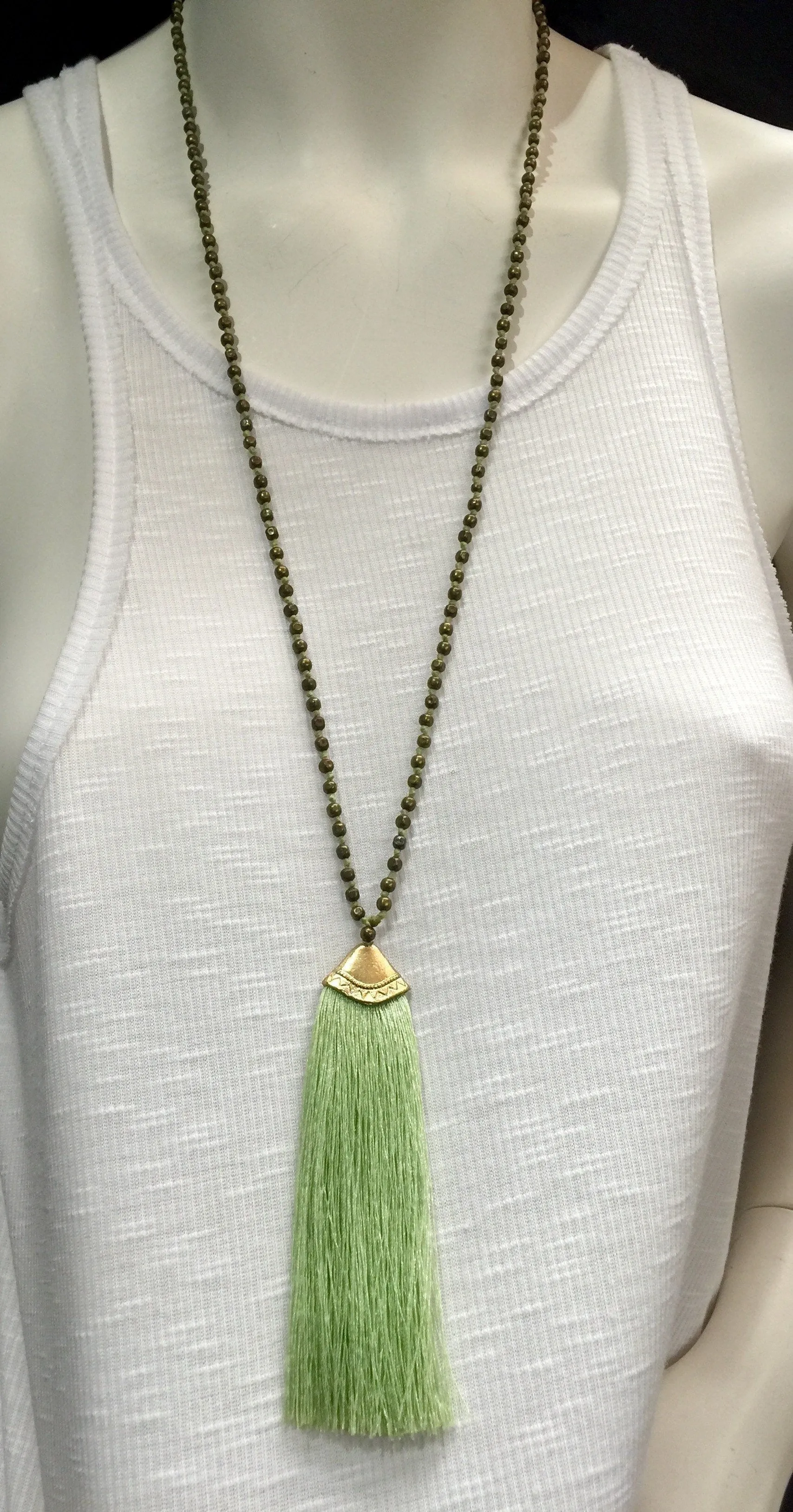 Brass Beads Tassel Necklace