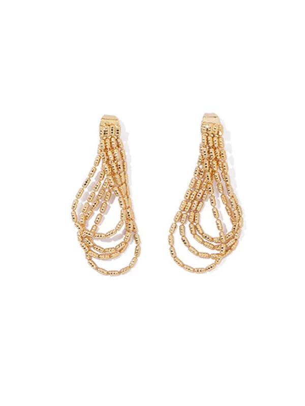 Brass Tasseled Stylish Selection Drop Earrings