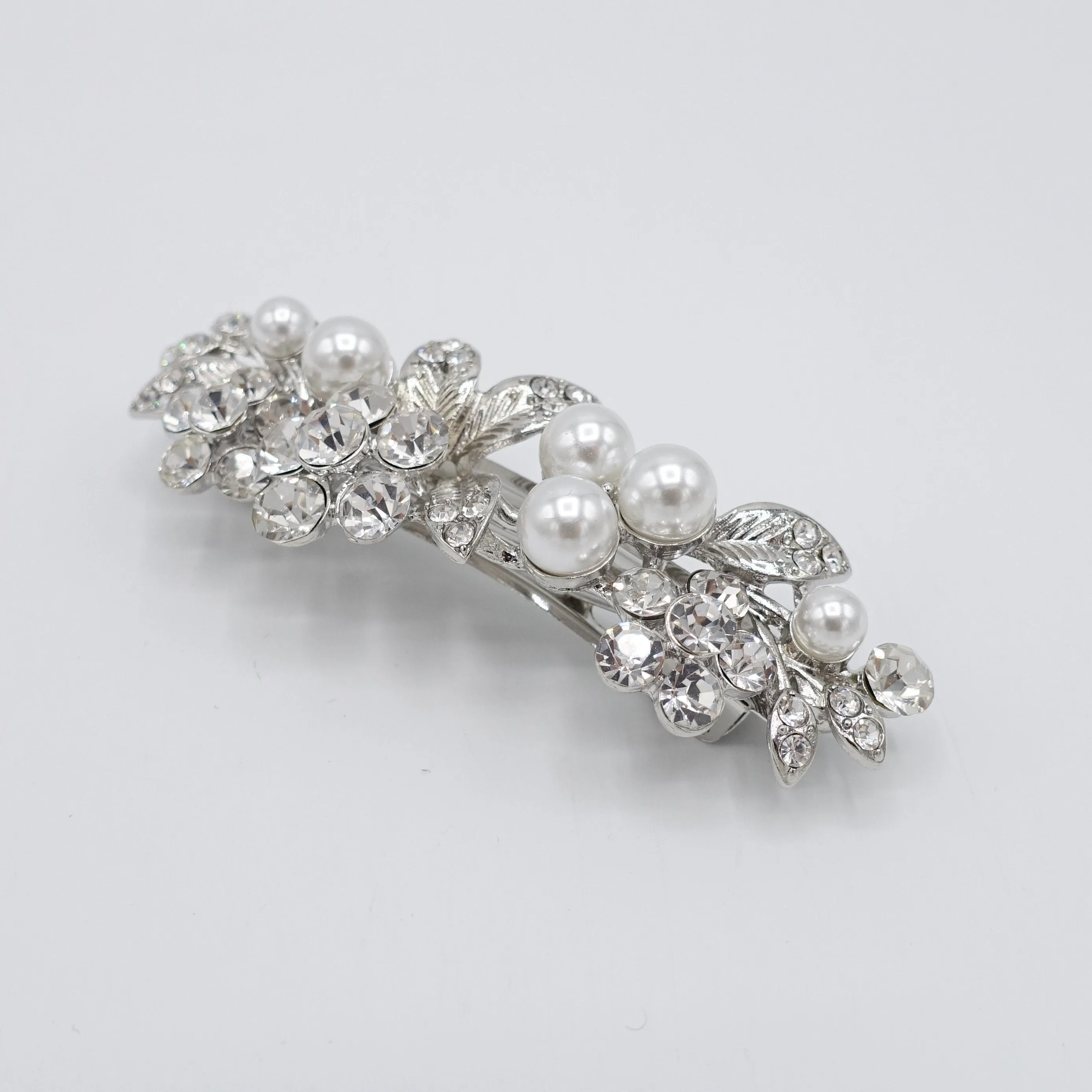 bridal branch hair barrette rhinestone pearl hair accessory for women