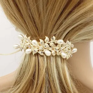 bridal hair barrette pearl rhinestone hair barrette flower stem wedding hair accessory