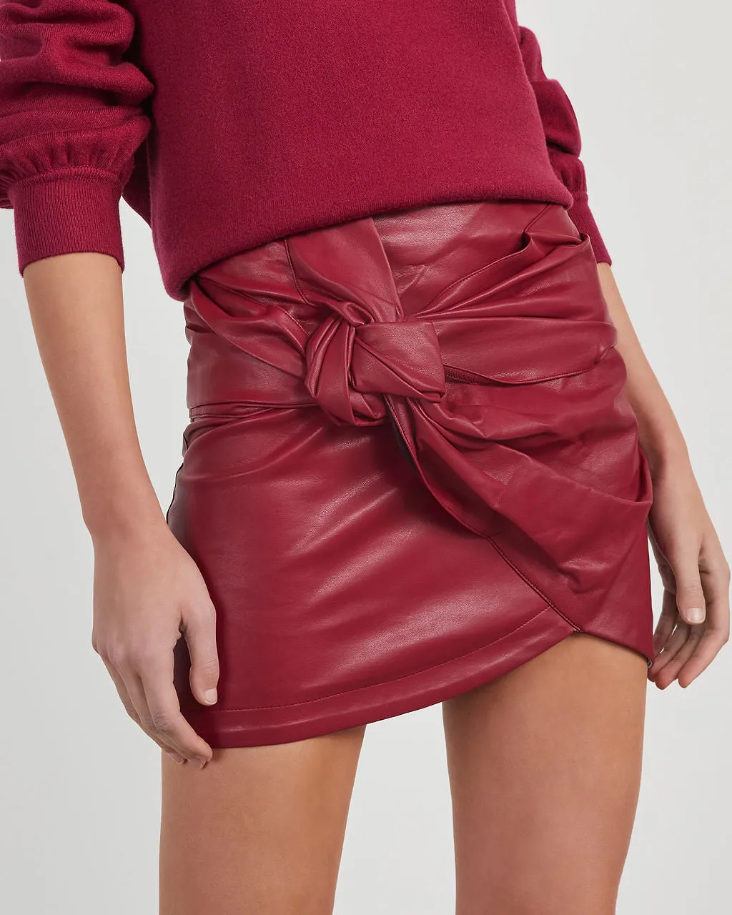 Brielle Faux Leather Knotted Mini Skirt