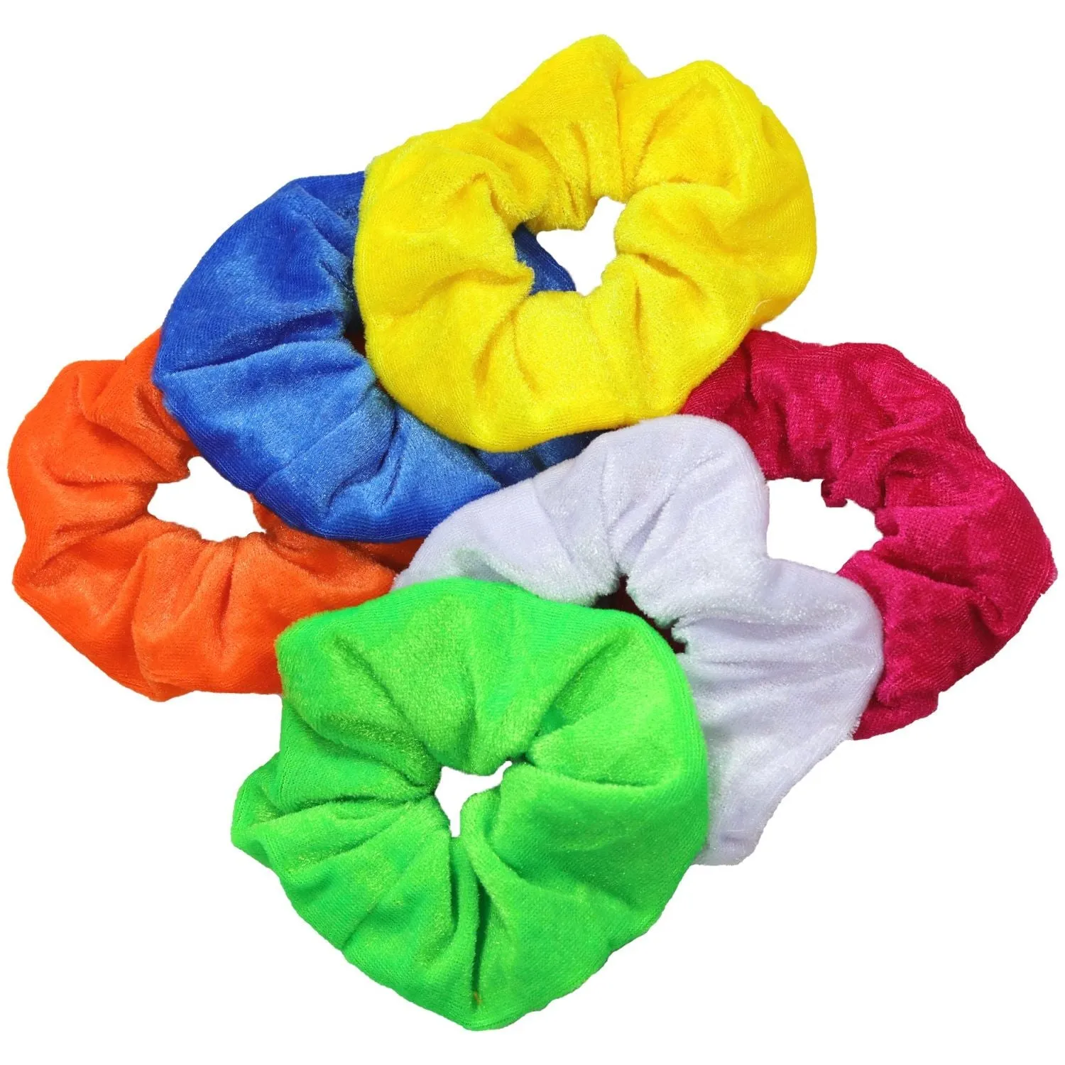 Bright Velvet Scrunchies - 6 Pack