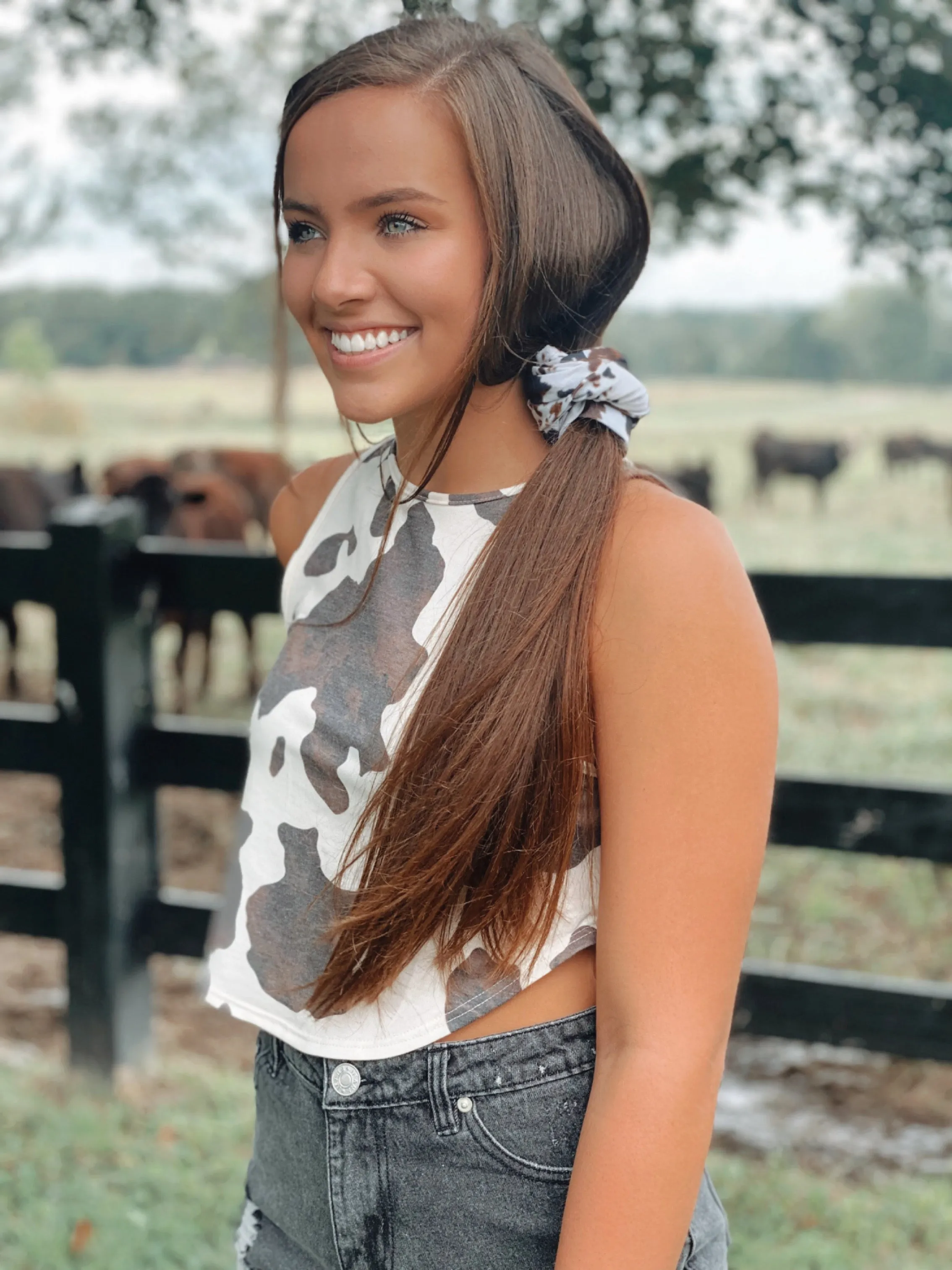 Brown Cowhide Stretchy Headwrap