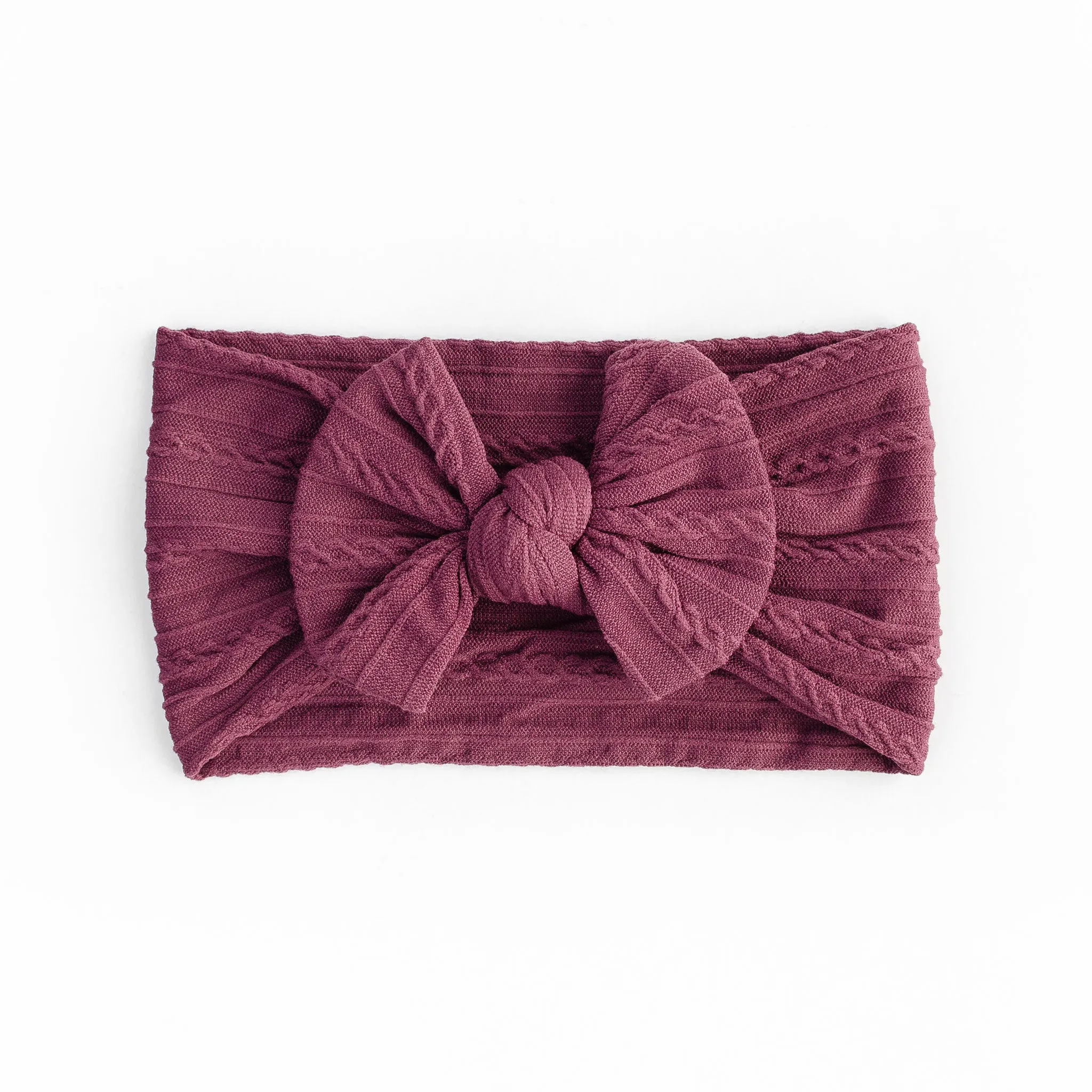 Cable Bow Headband - Burgundy