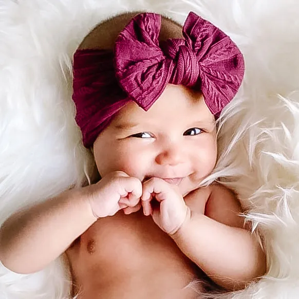 Cable Bow Headband - Burgundy