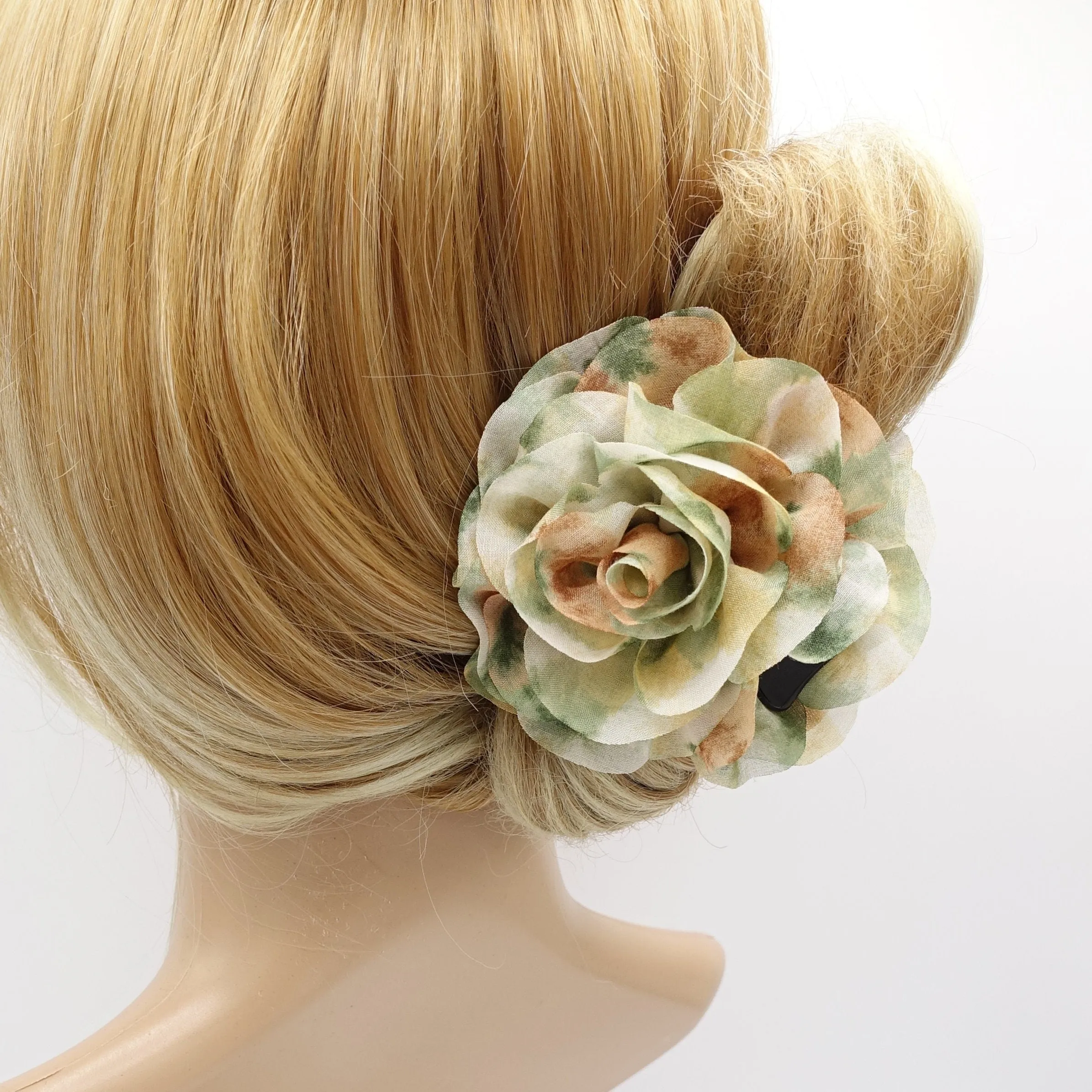 chiffon flower hair claw multi colored petal hair accessory for women