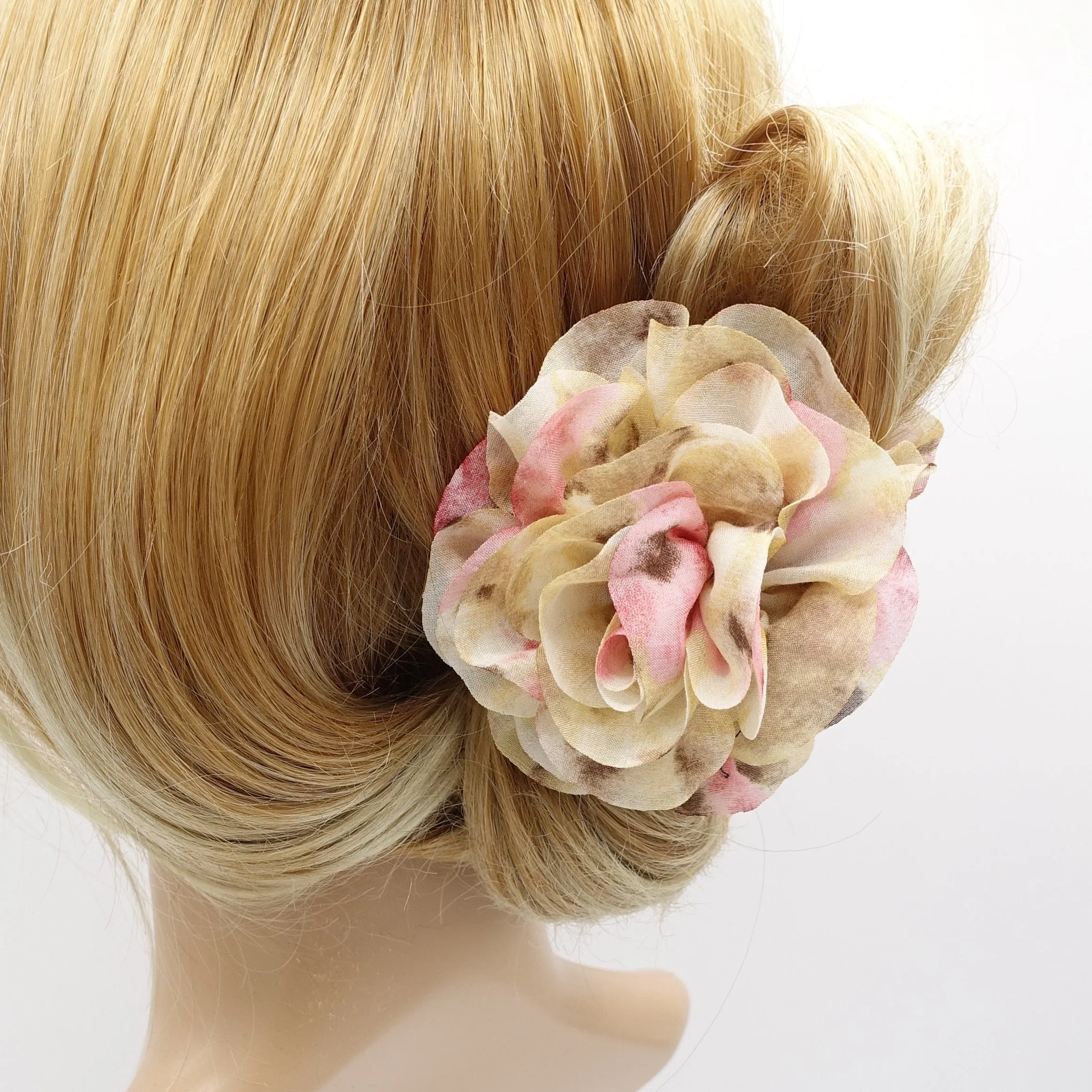 chiffon flower hair claw multi colored petal hair accessory for women