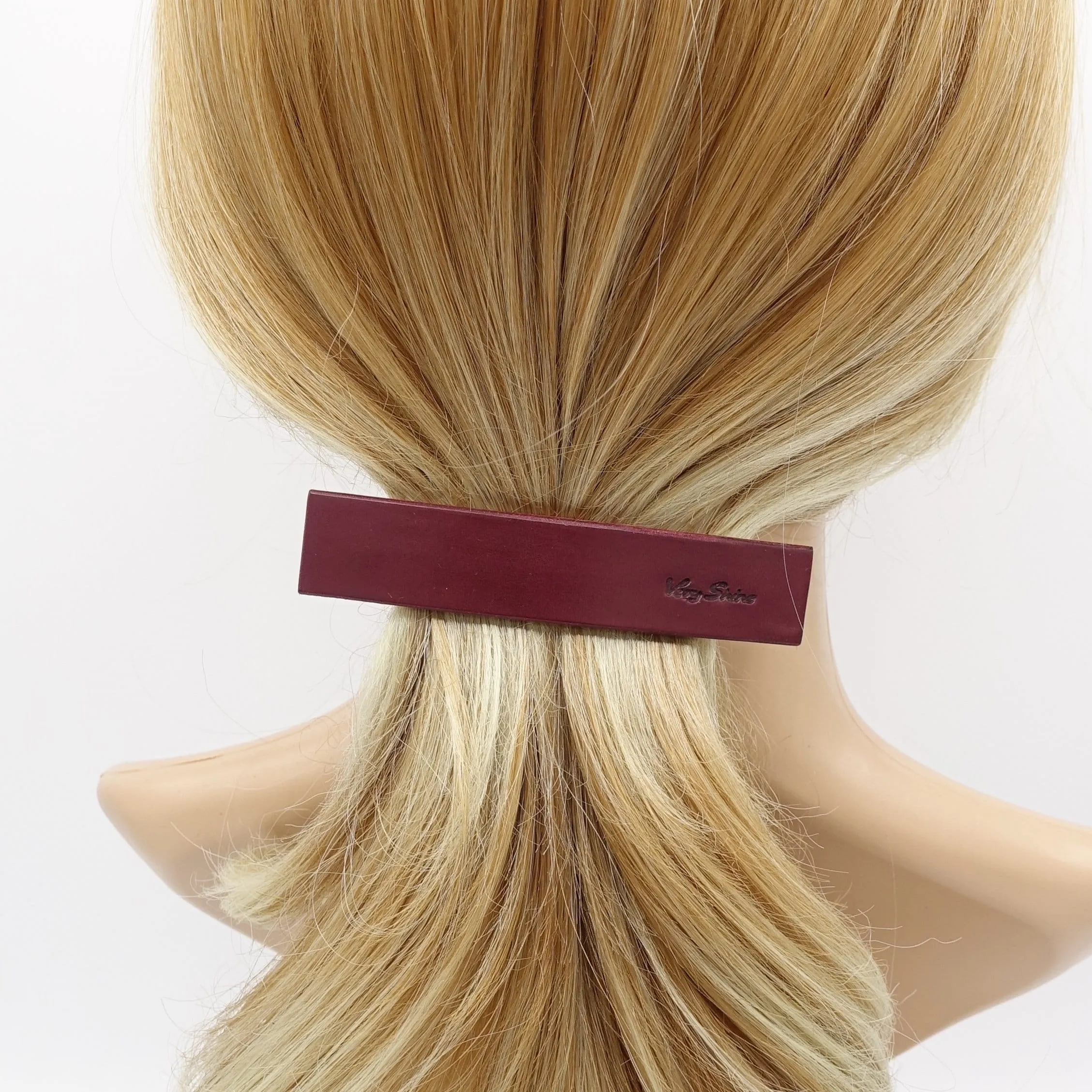 color leather barrette, authentic leather barrette, classic hair accessory for women