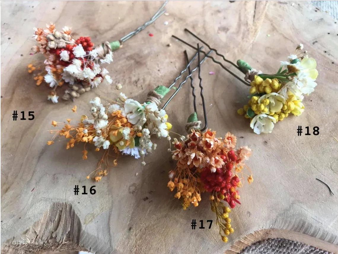 Colourful flower hairpins for wedding