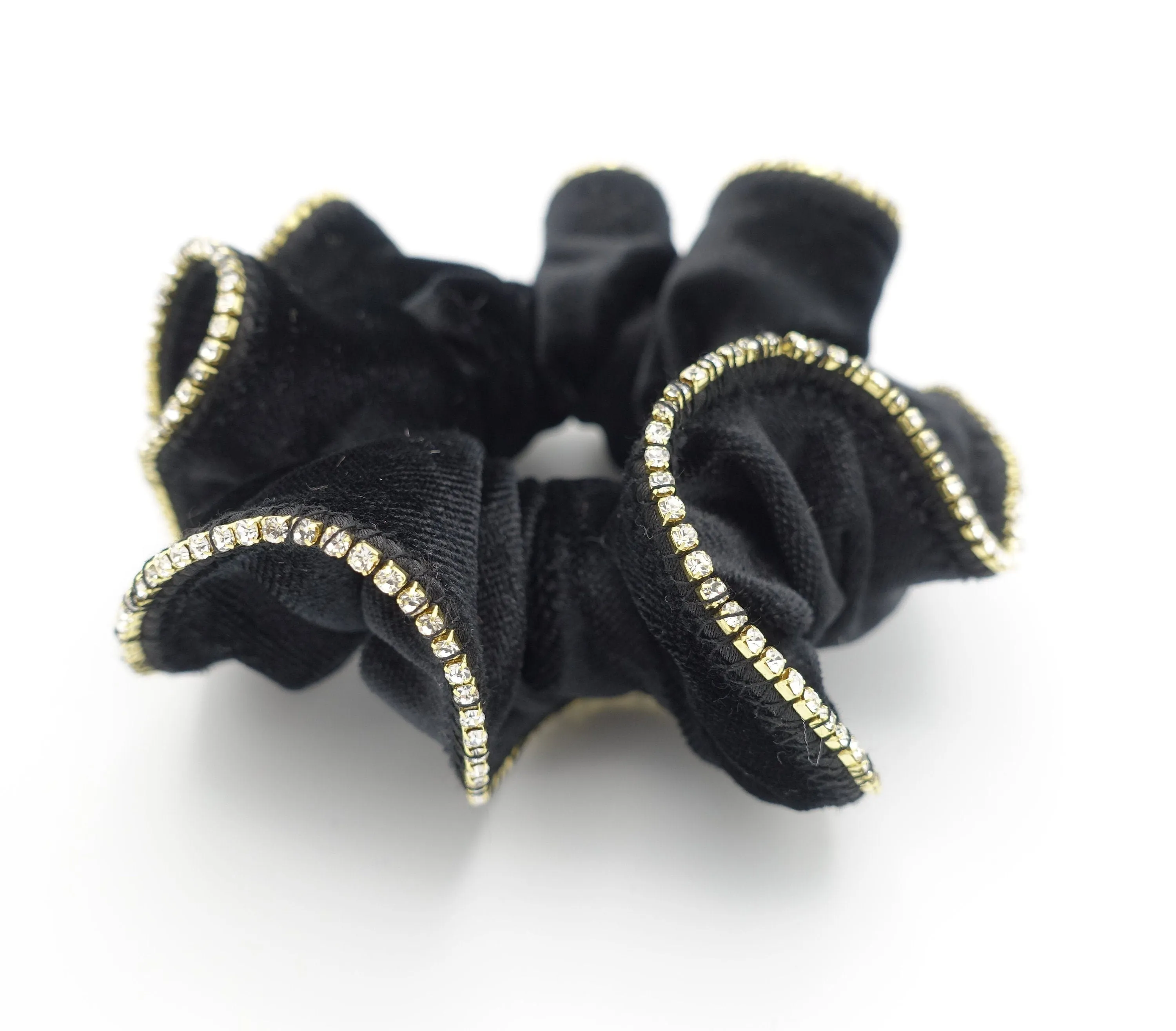 crystal rhinestone decorated velvet scrunchies women hair elastic tie scrunchy