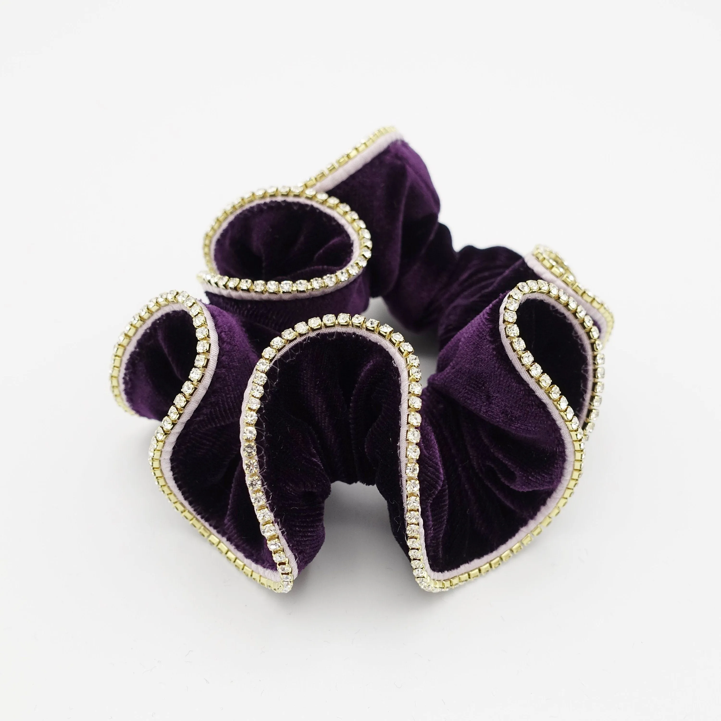 crystal rhinestone decorated velvet scrunchies women hair elastic tie scrunchy