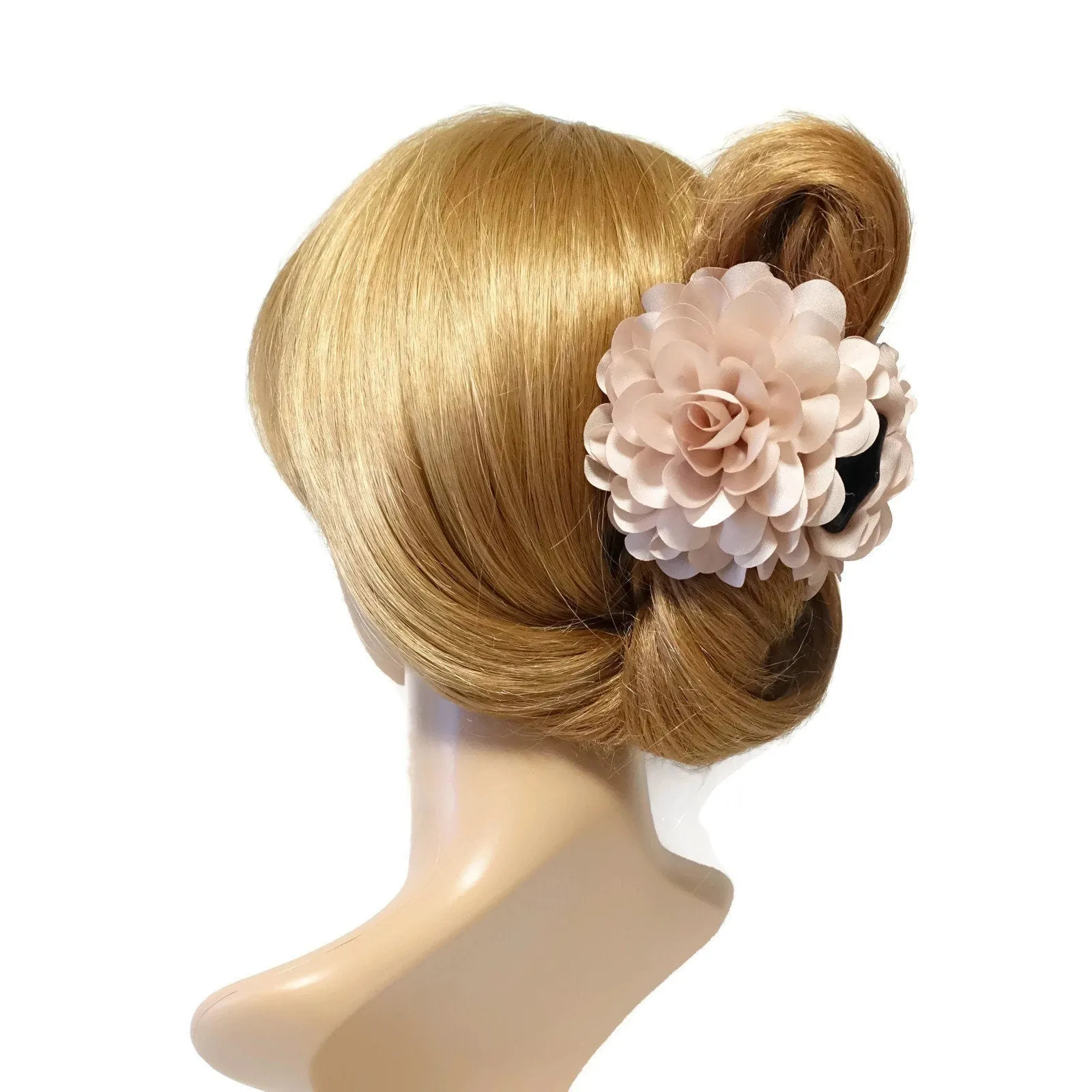 Dahlia Narrow Petal Fabric Flower Hair Jaw Claw Clip Women Hair Accessories