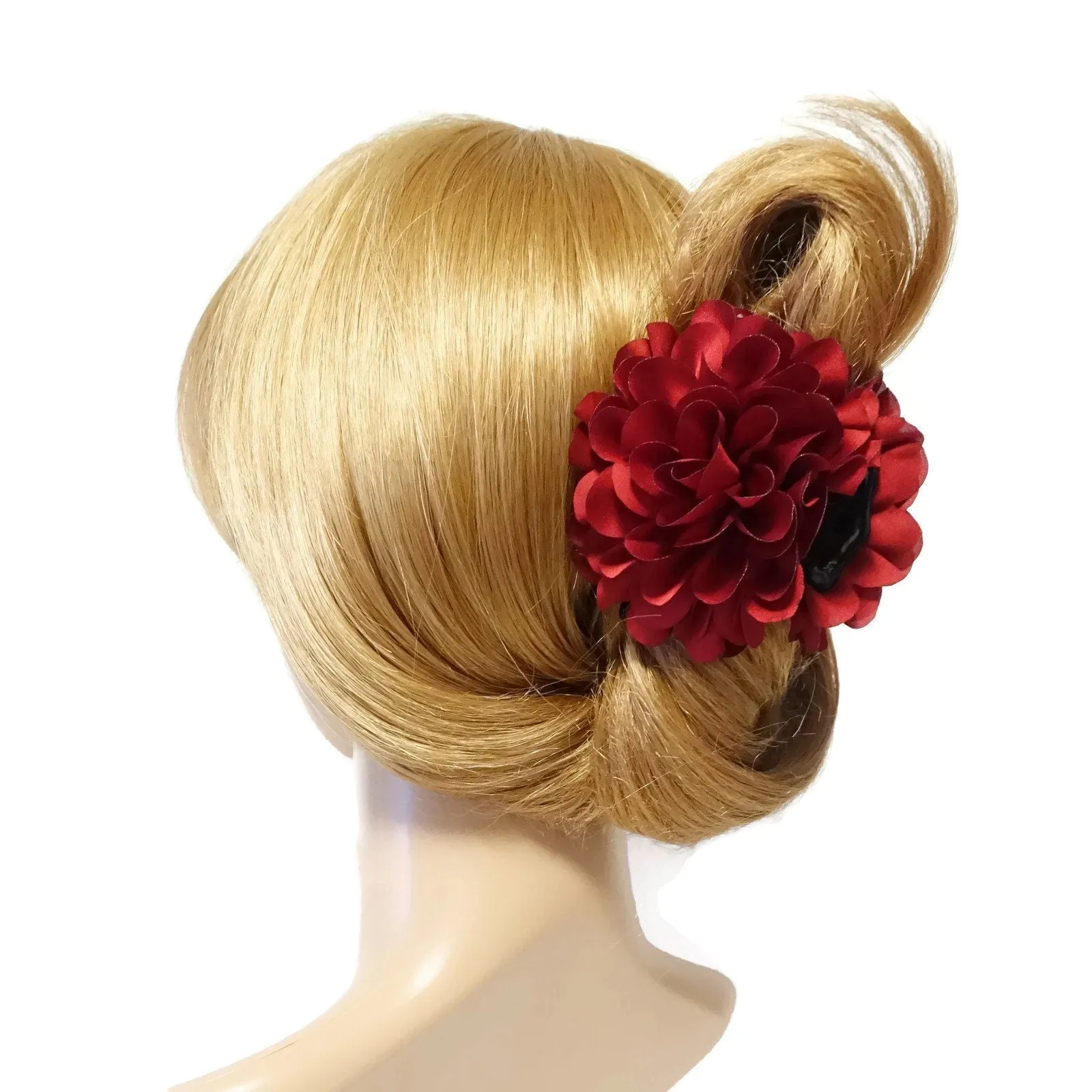 Dahlia Narrow Petal Fabric Flower Hair Jaw Claw Clip Women Hair Accessories