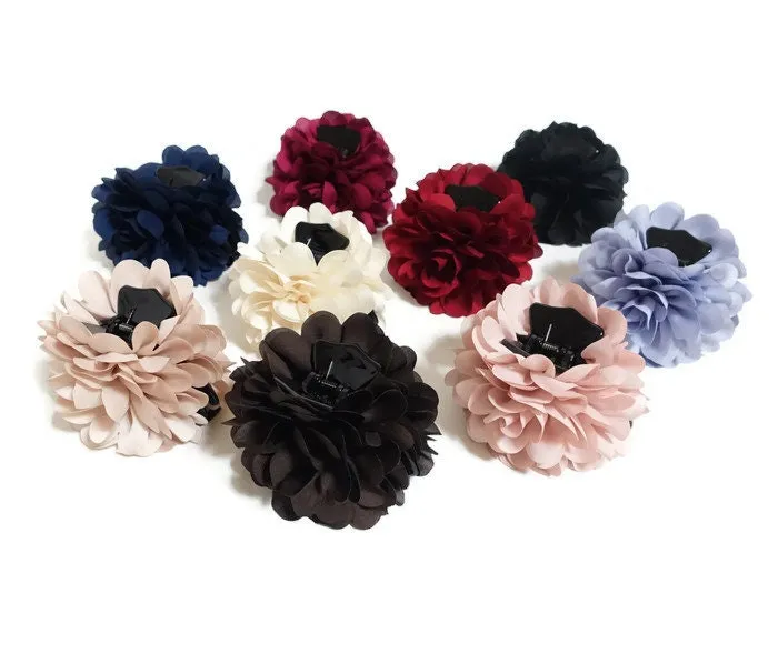 Dahlia Narrow Petal Fabric Flower Hair Jaw Claw Clip Women Hair Accessories