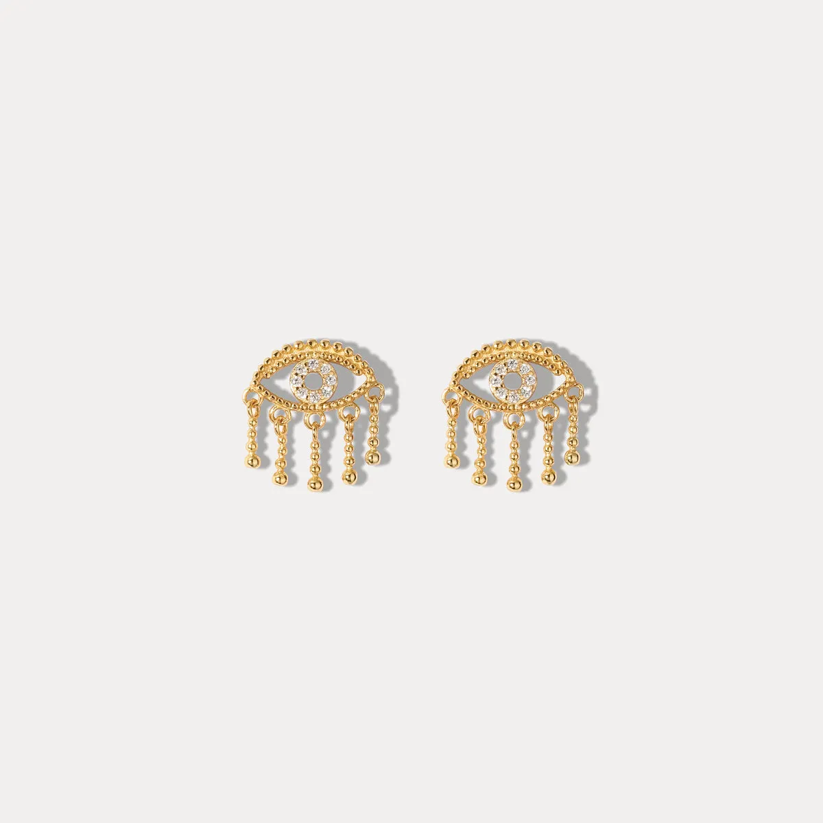 Diamond Eye Tassel Stud Earrings