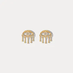 Diamond Eye Tassel Stud Earrings