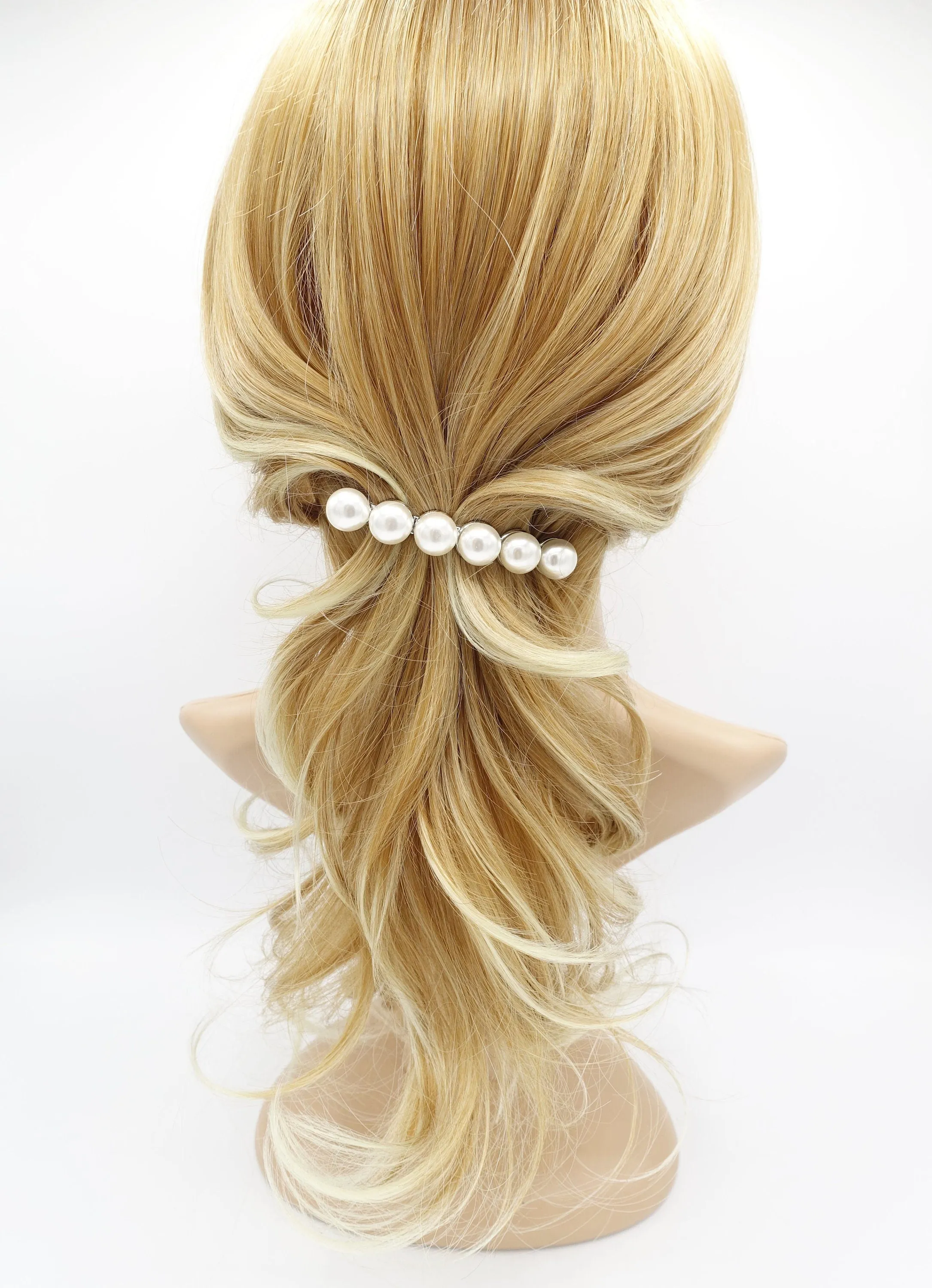 donuts pearl embellished french barrette women hair accessory