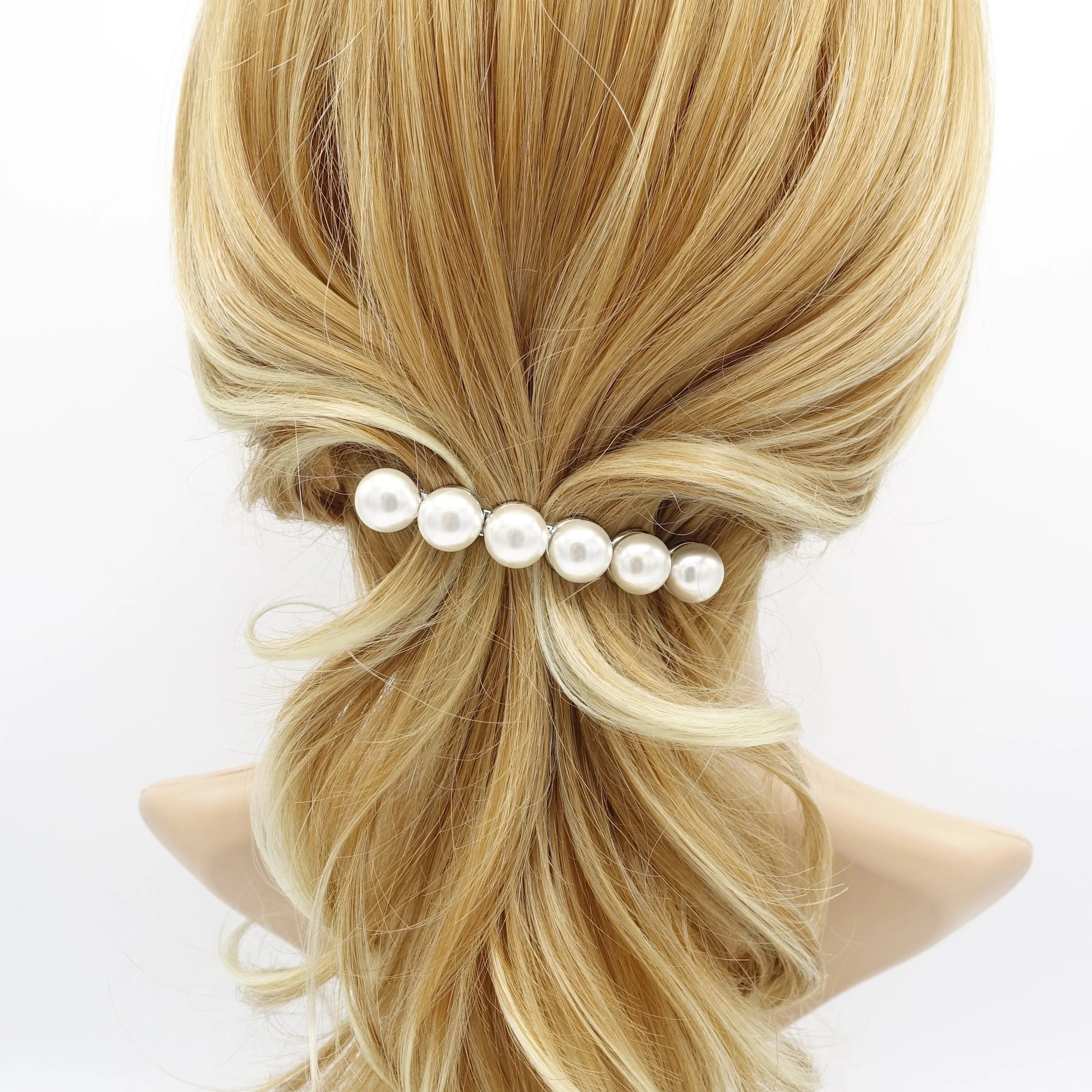 donuts pearl embellished french barrette women hair accessory