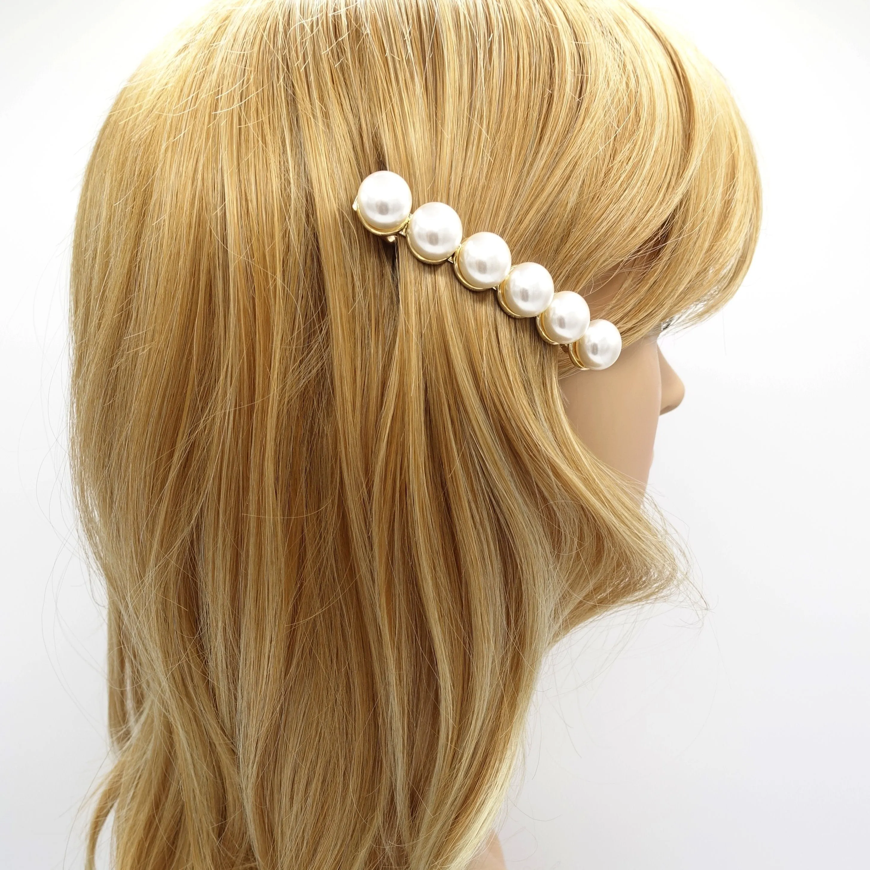 donuts pearl embellished french barrette women hair accessory