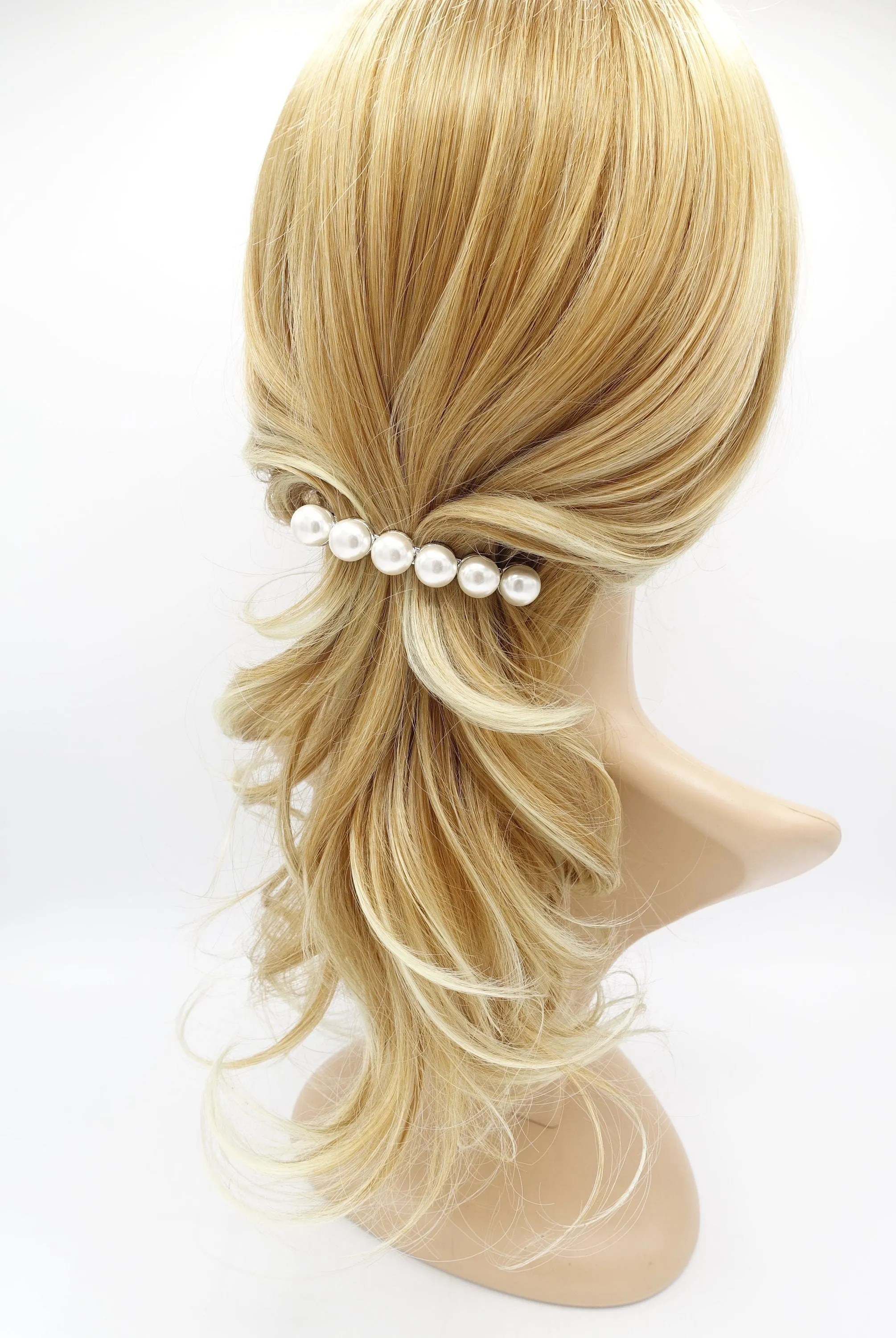 donuts pearl embellished french barrette women hair accessory