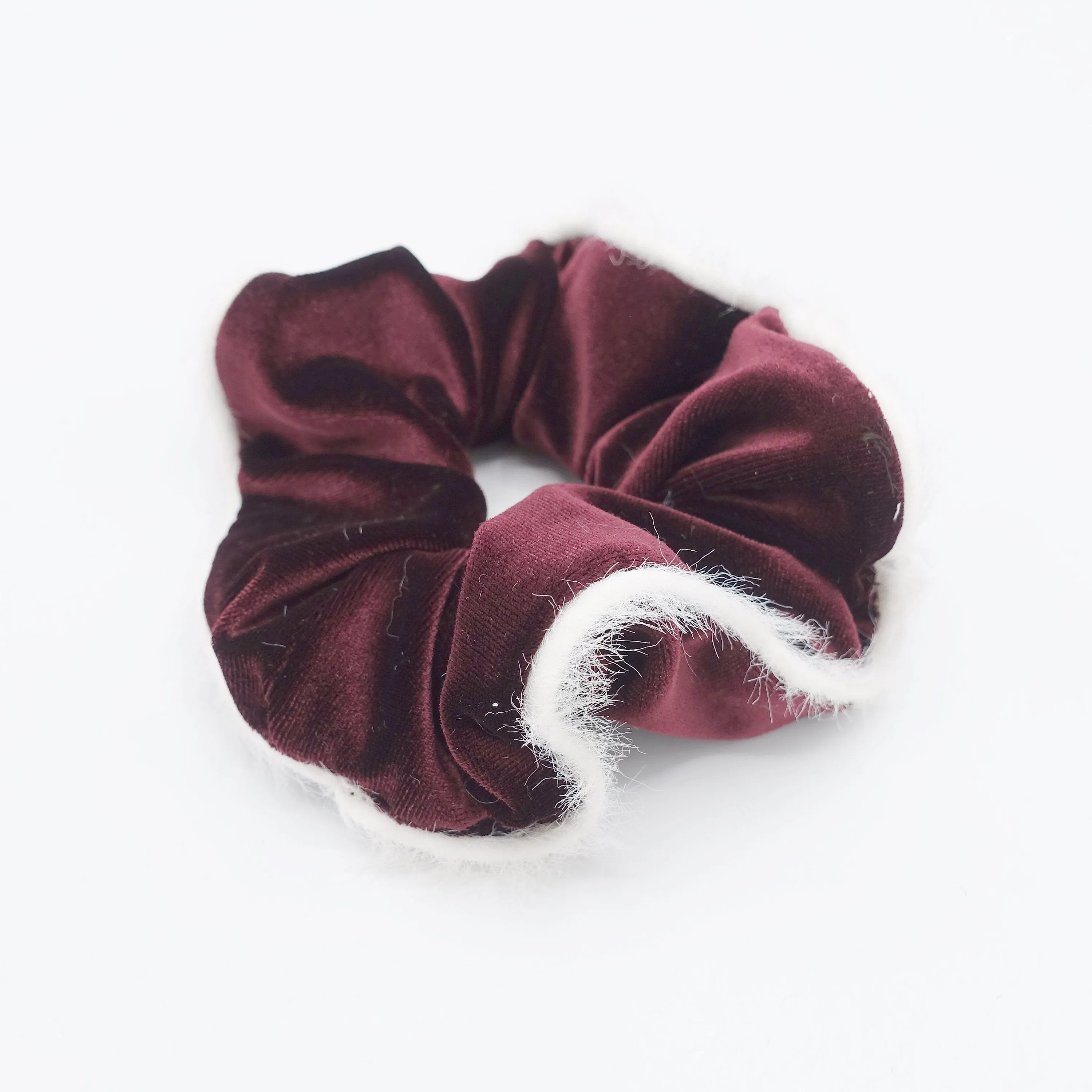 fabric fur trim velvet scrunchies cute hair elastic for women