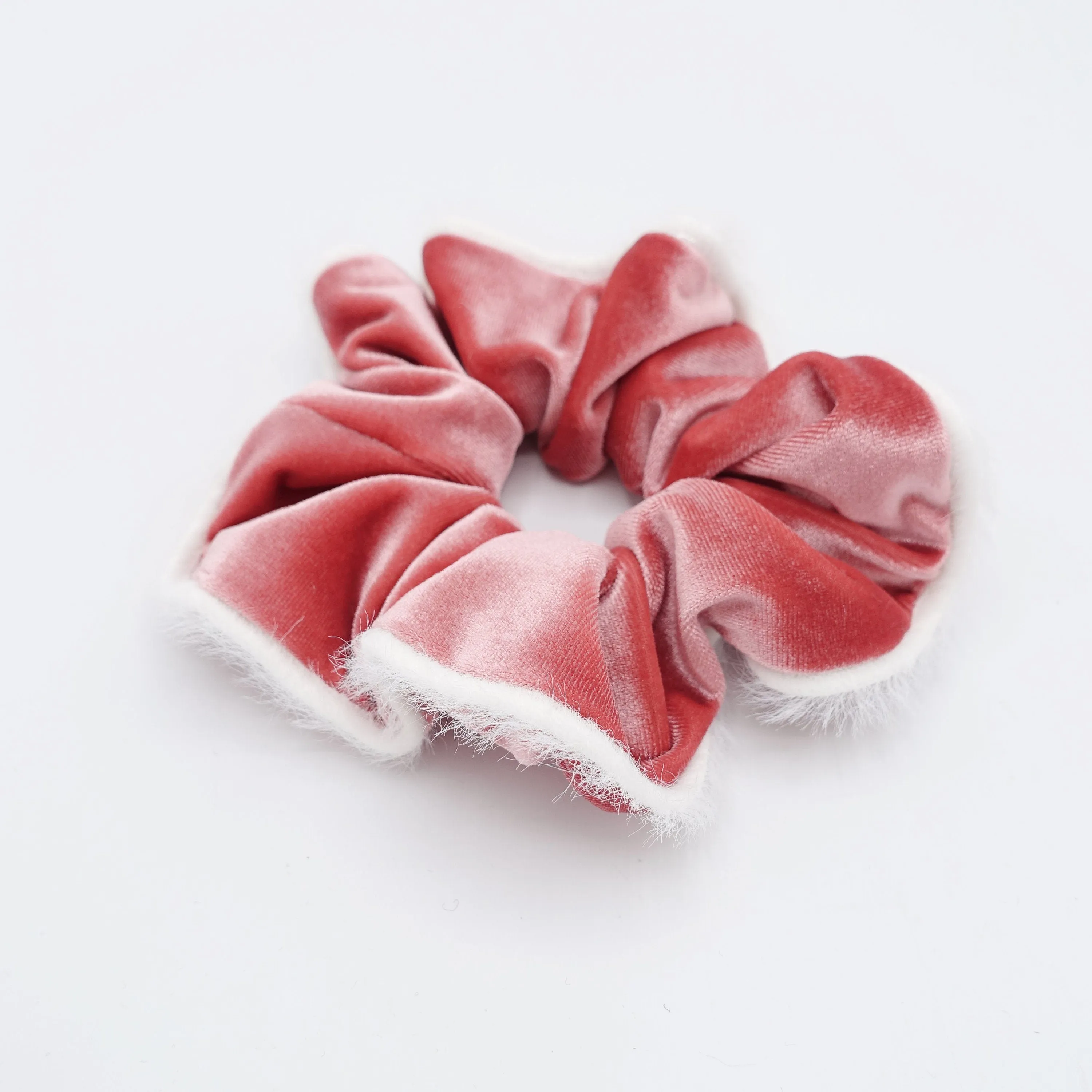 fabric fur trim velvet scrunchies cute hair elastic for women