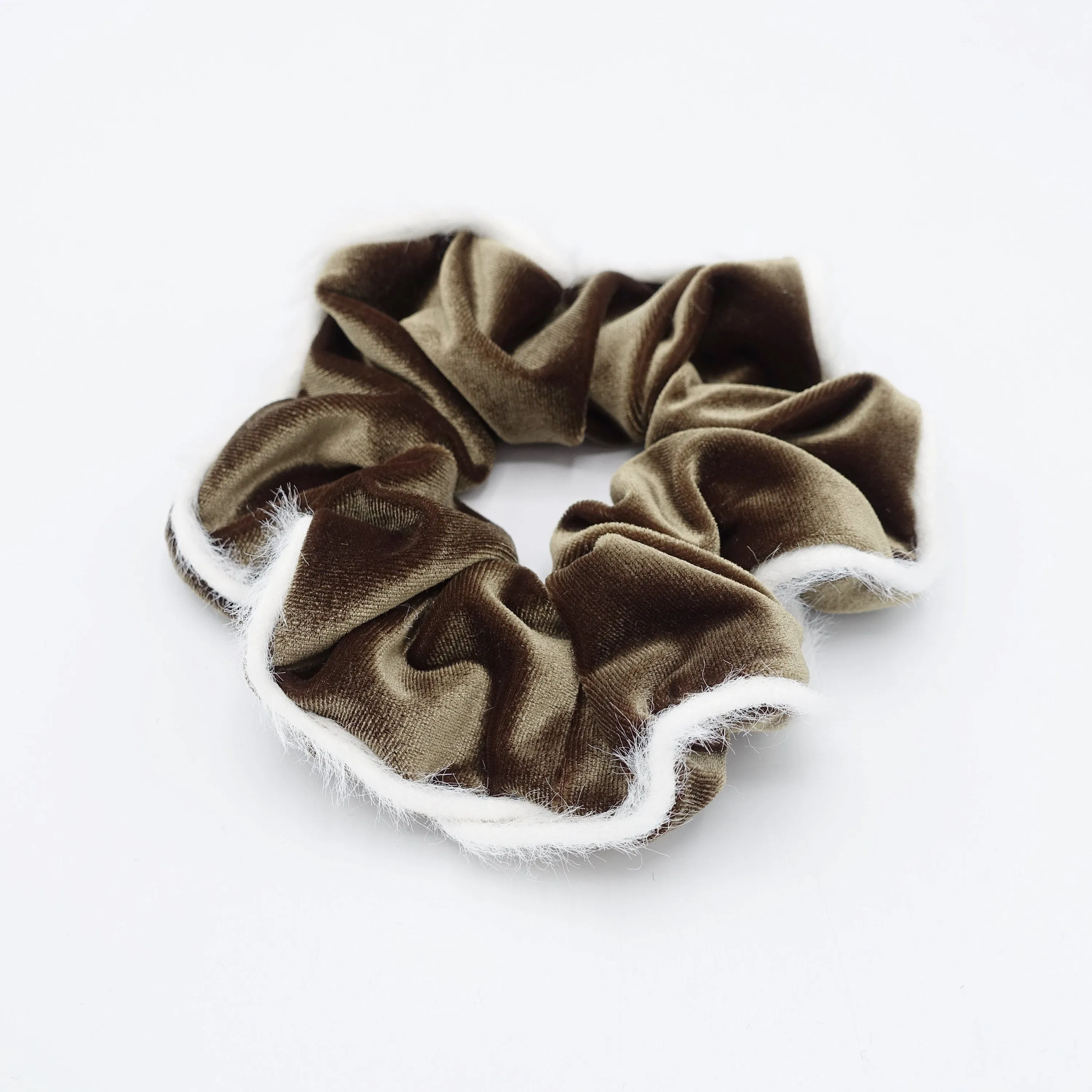 fabric fur trim velvet scrunchies cute hair elastic for women