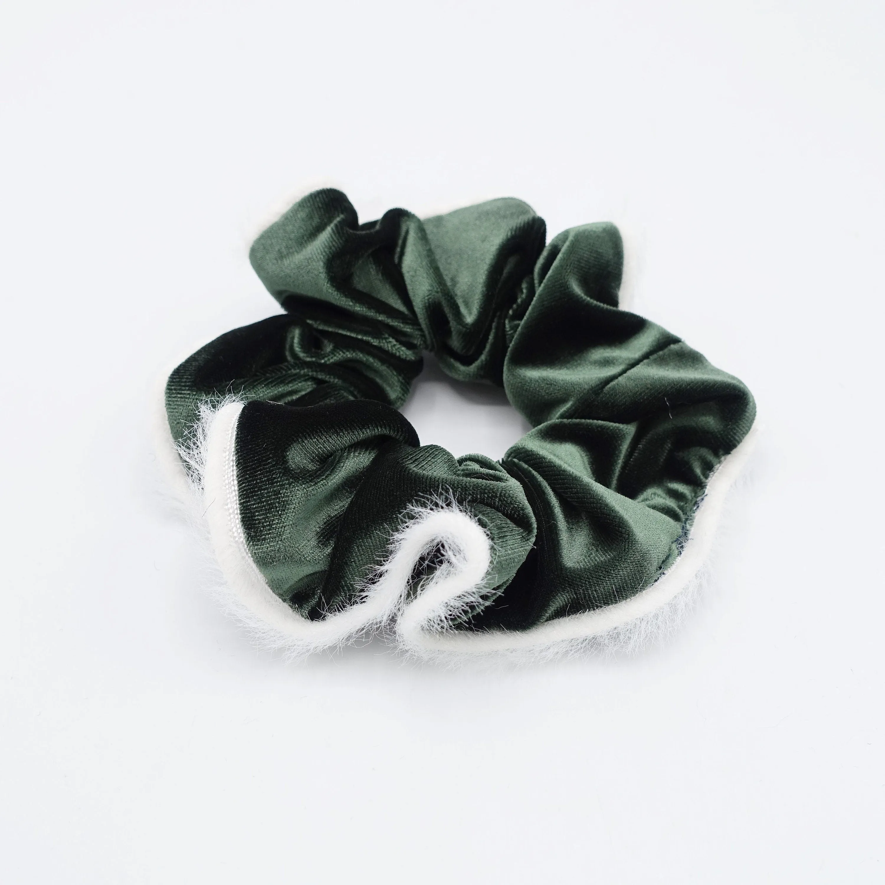 fabric fur trim velvet scrunchies cute hair elastic for women